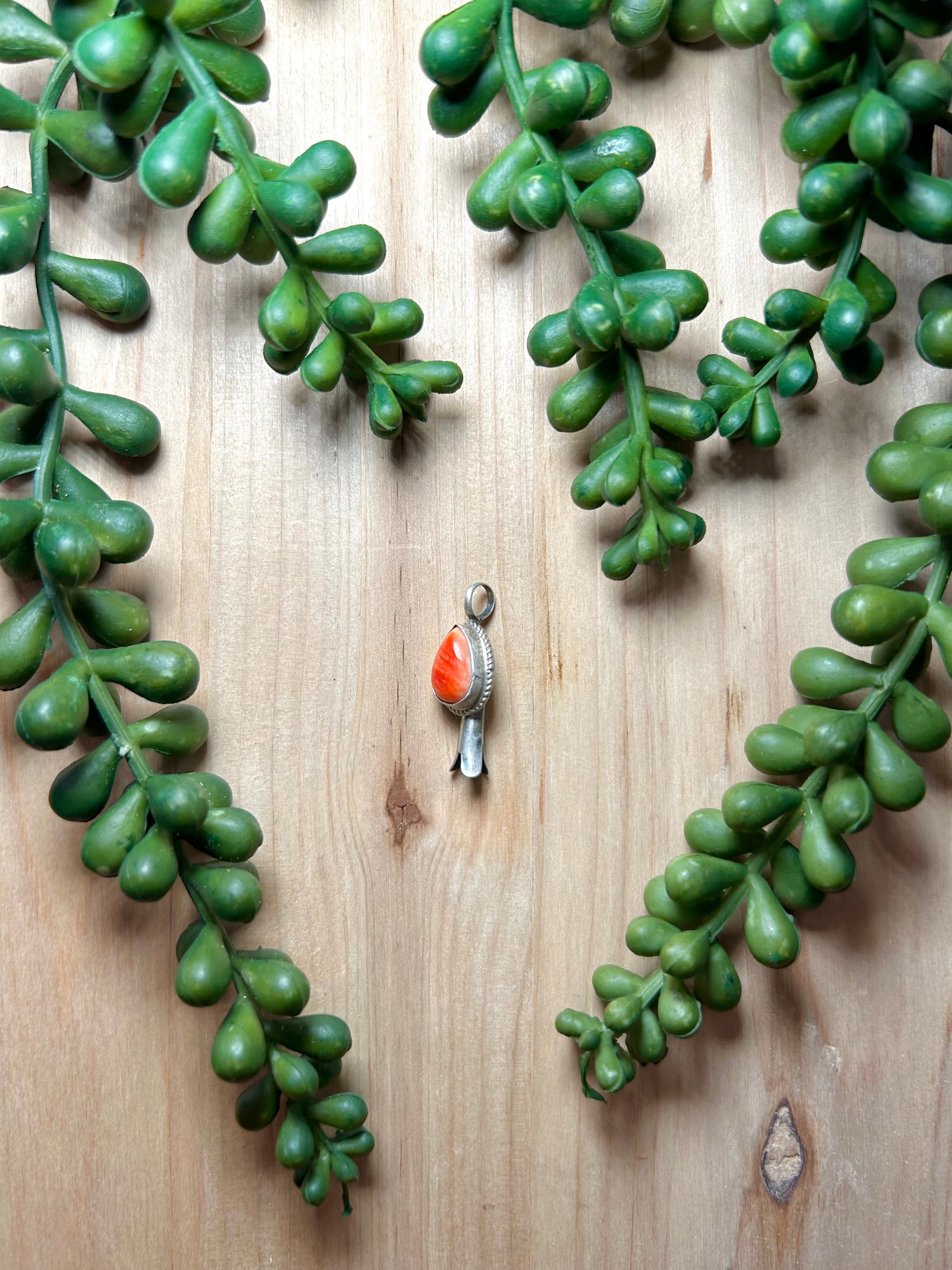 Navajo Made Spiny Oyster & Sterling Silver Pendant