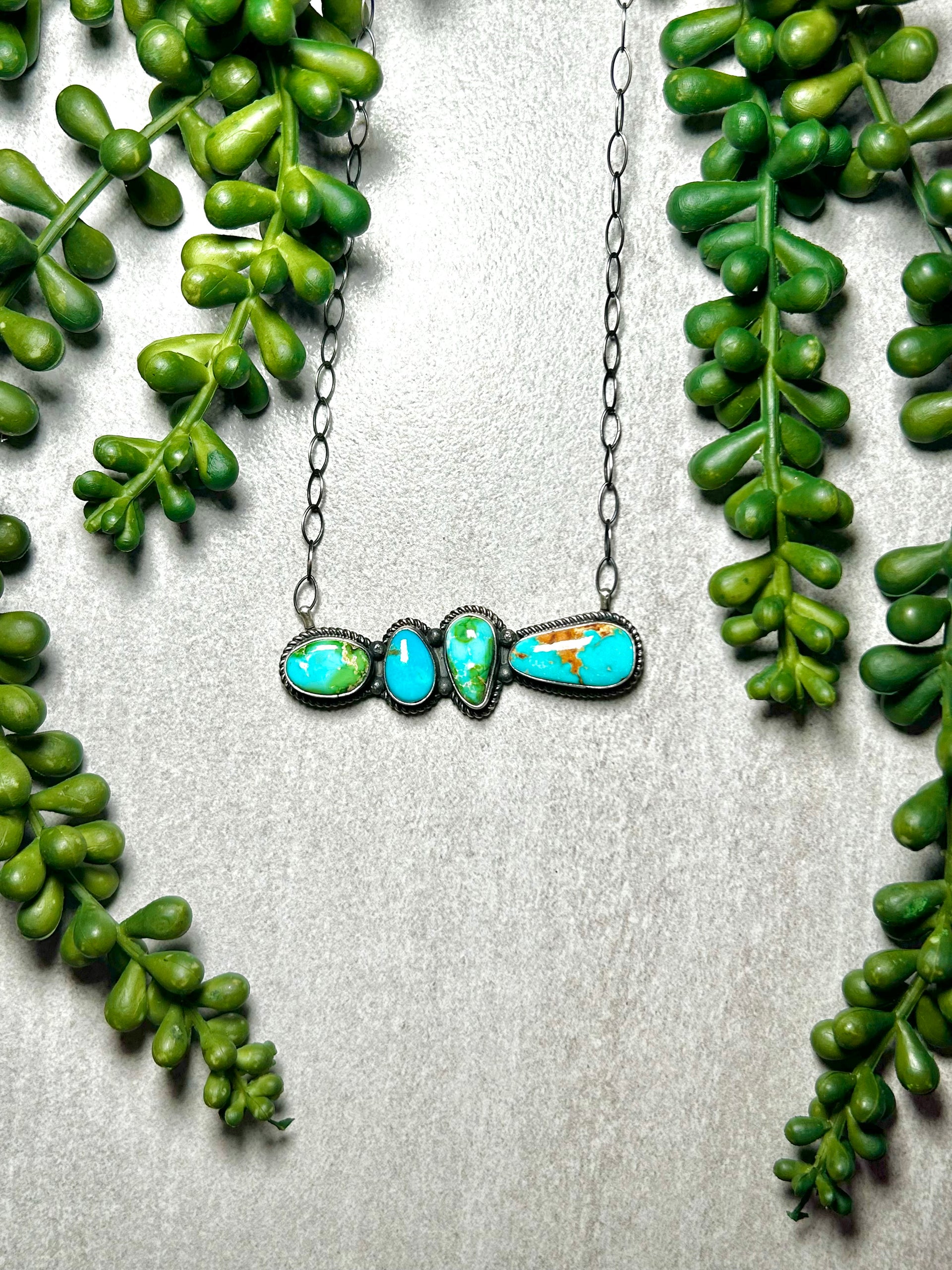 Eli Skeets Mixed Stone Turquoise & Sterling Silver Necklace
