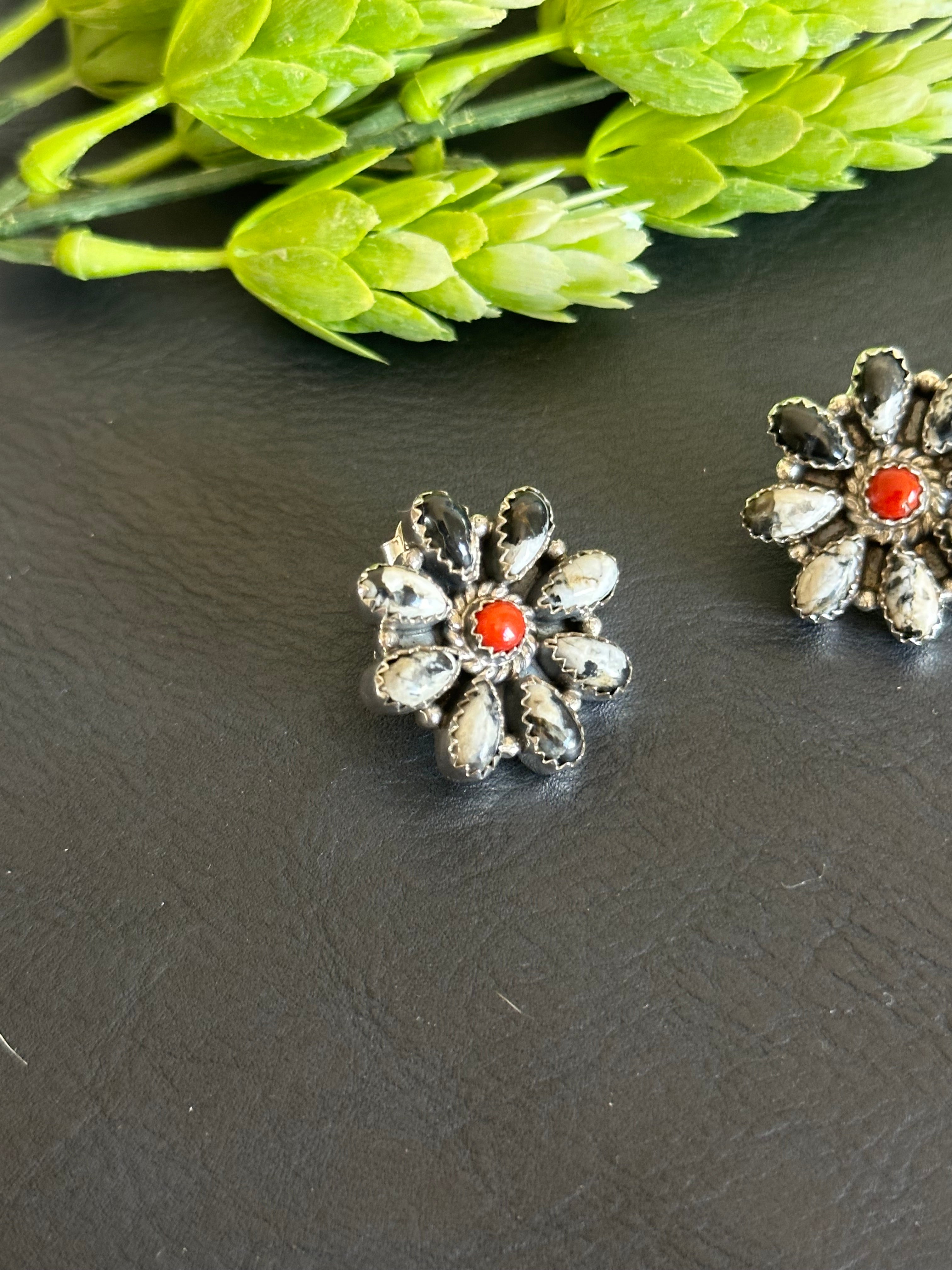 Southwest Handmade Multi Stone & Sterling Silver Post Earrings