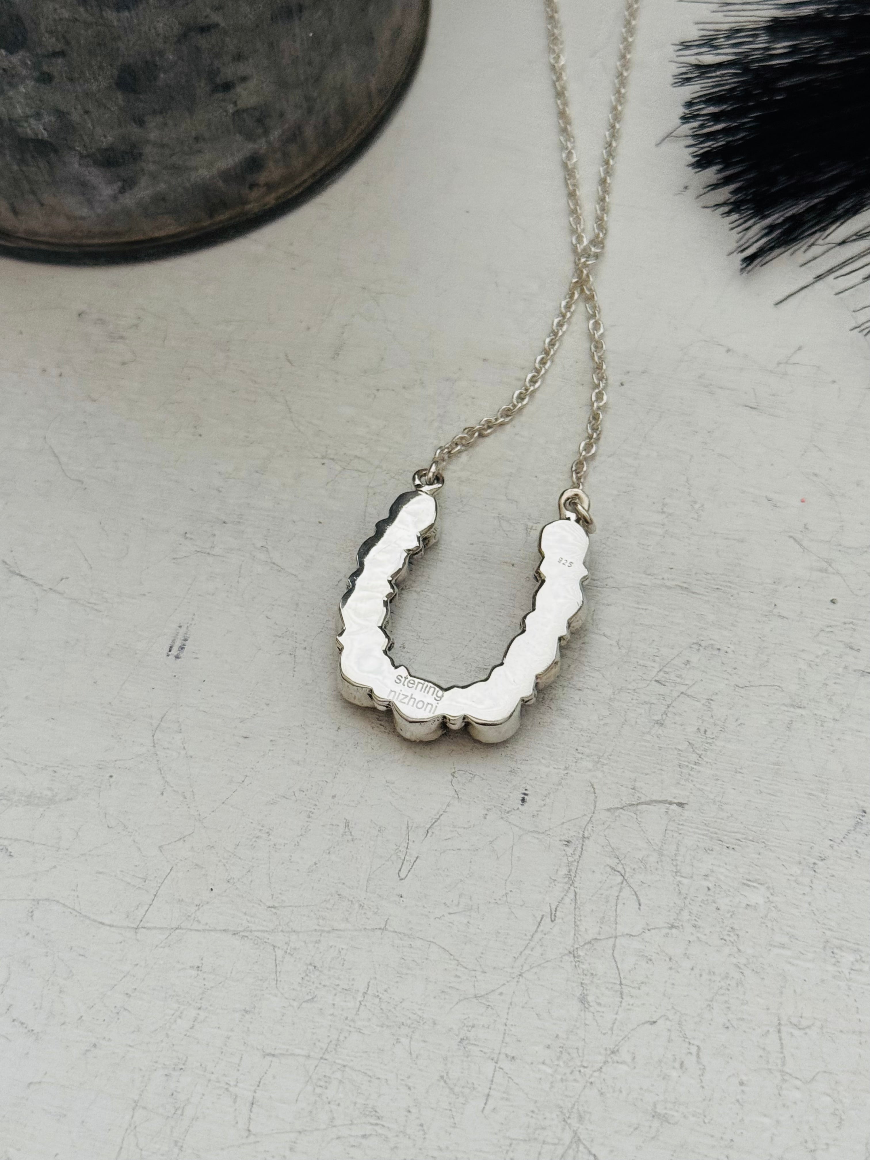 Southwest Made Opal & Sterling Silver Horse Shoe Necklace