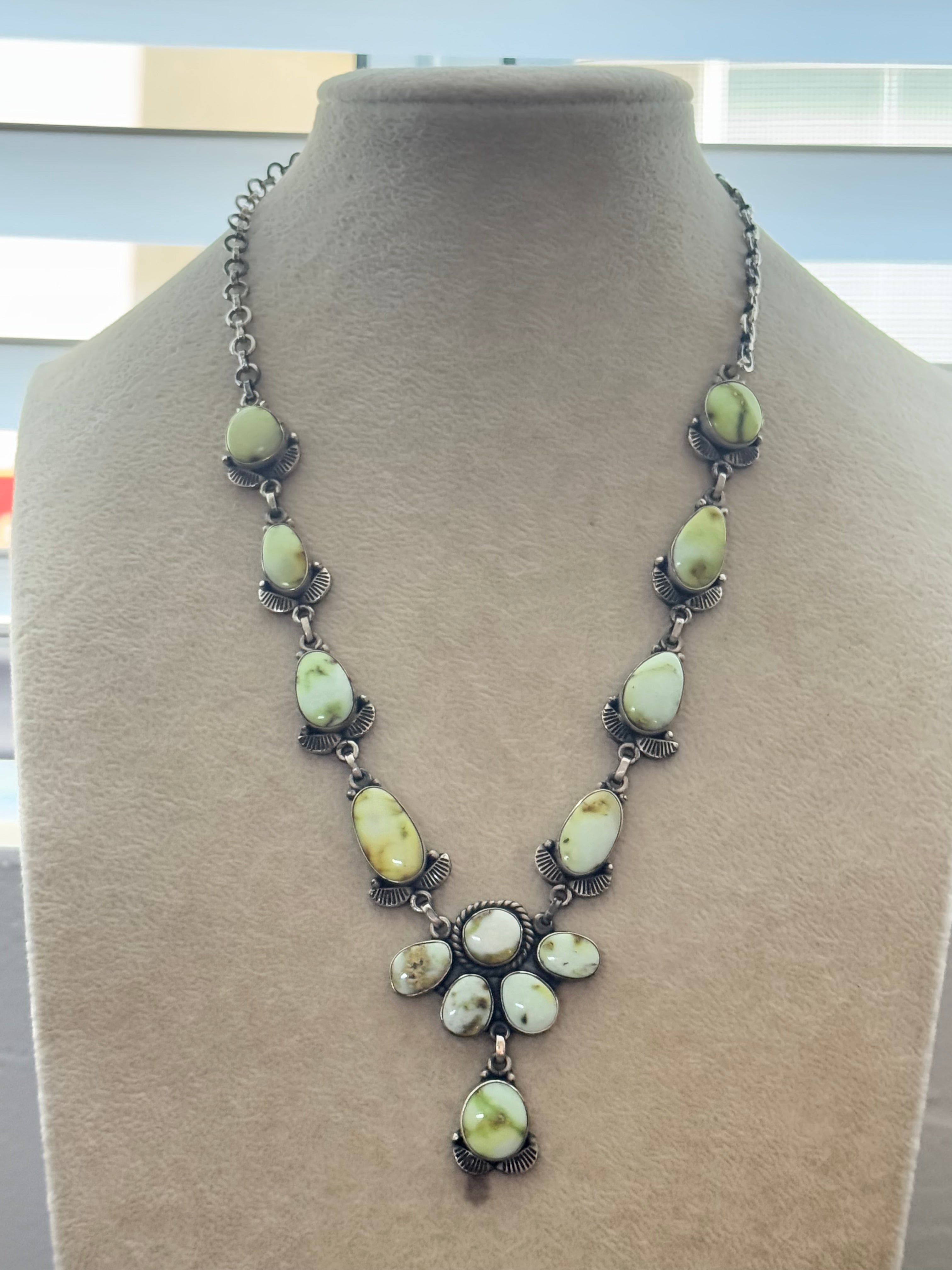 TTD Palomino Variscite & Sterling Silver Lariat Necklace