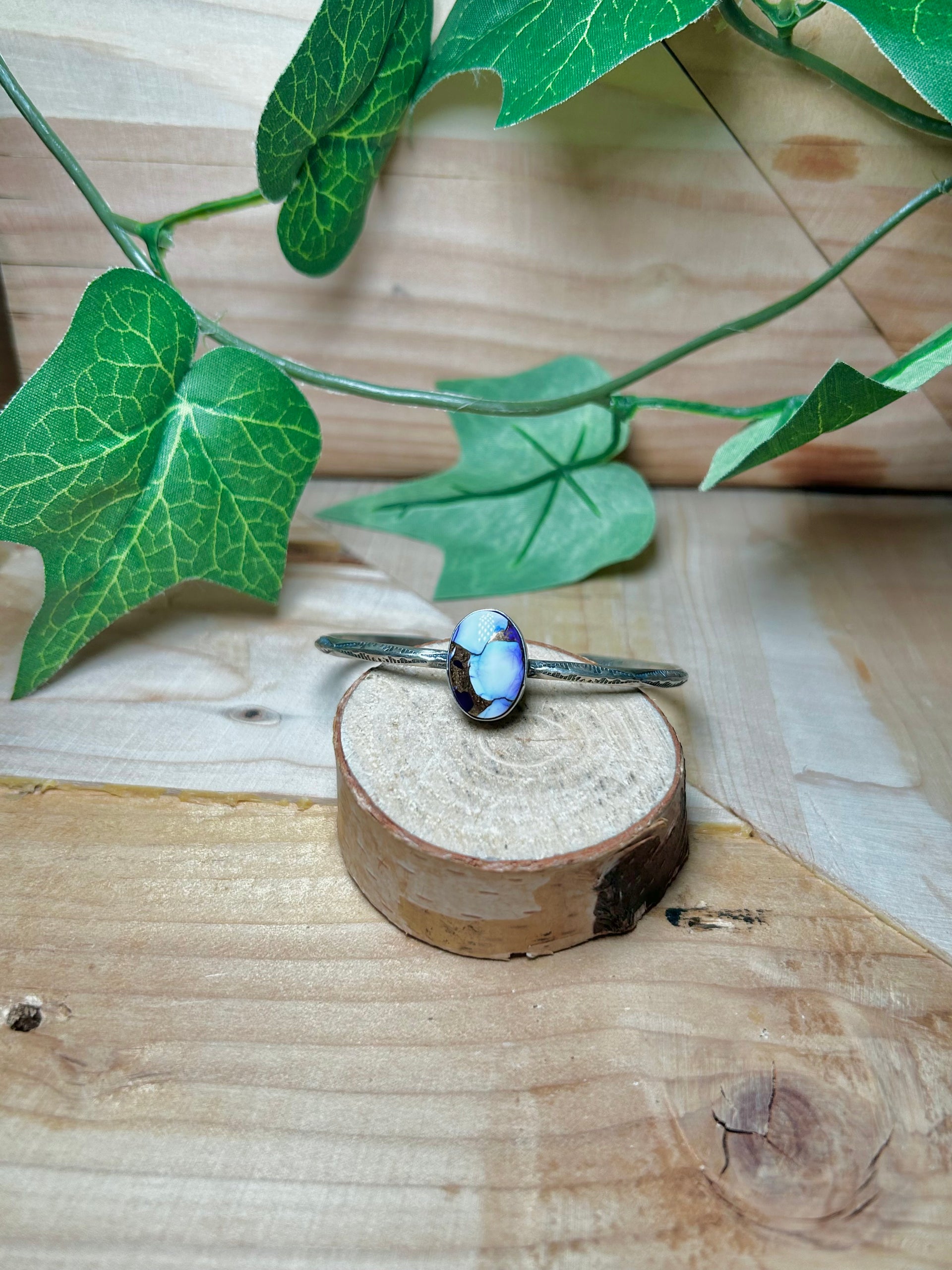 Navajo Made Purple Mohave Turquoise & Sterling Silver Cuff Bracelet