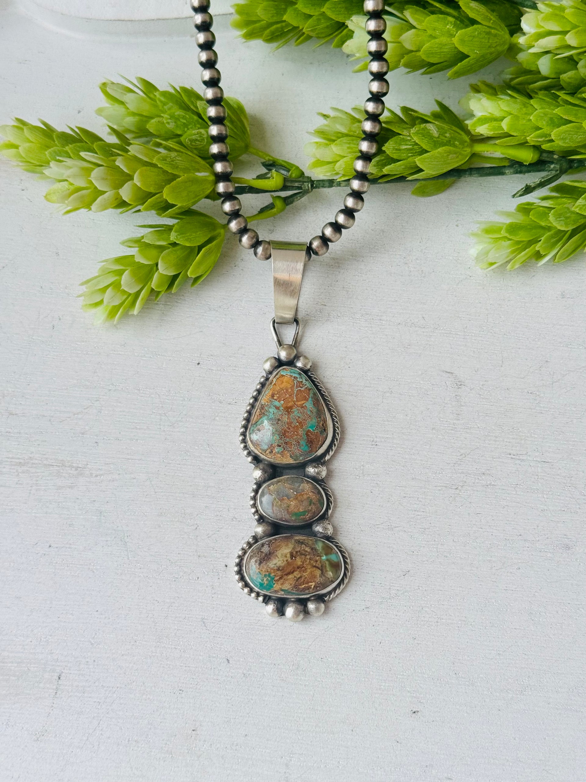 Navajo Made Royston Turquoise & Sterling Silver Pendant