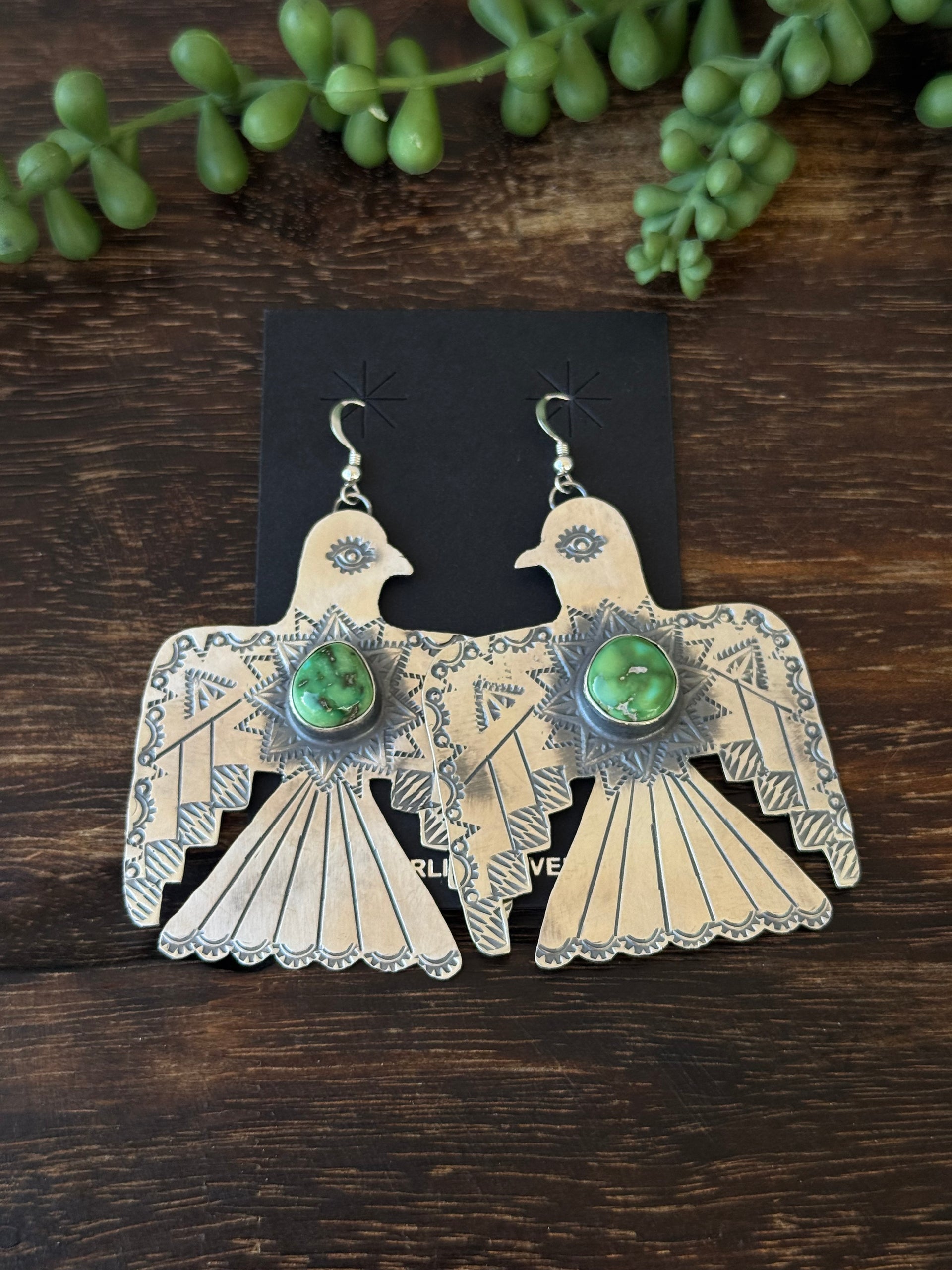 Navajo Made Sonoran Gold & Sterling Silver Dangle Thunderbird Earrings