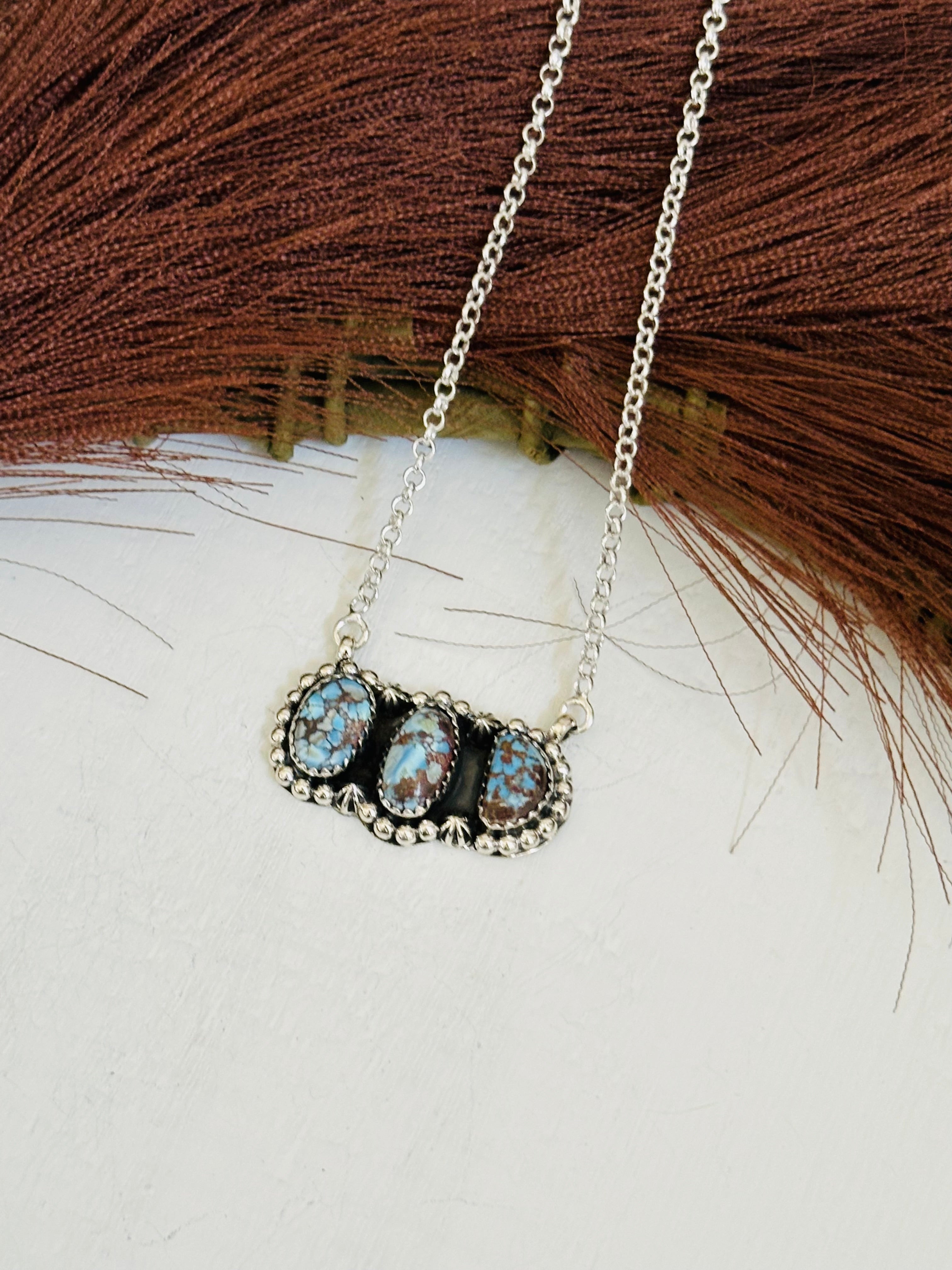 TTD “Array” Golden Hills Turquoise & Sterling Silver Necklace