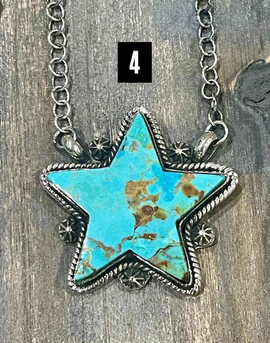 Southwest Handmade Kingman Turquoise & Sterling Silver Star Necklace