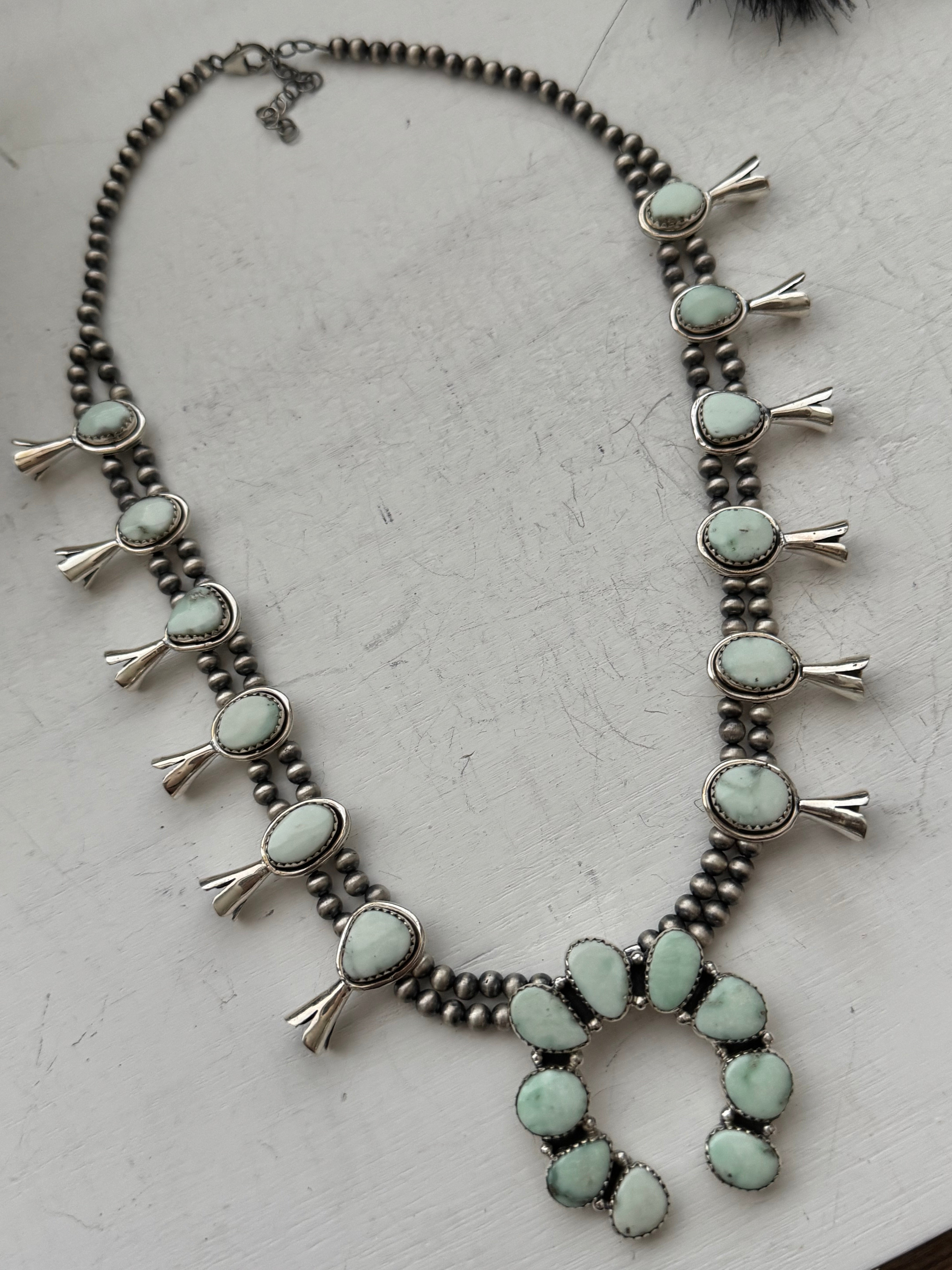 TTD Paloma Variscite & Sterling Silver Squash Blossom Necklace