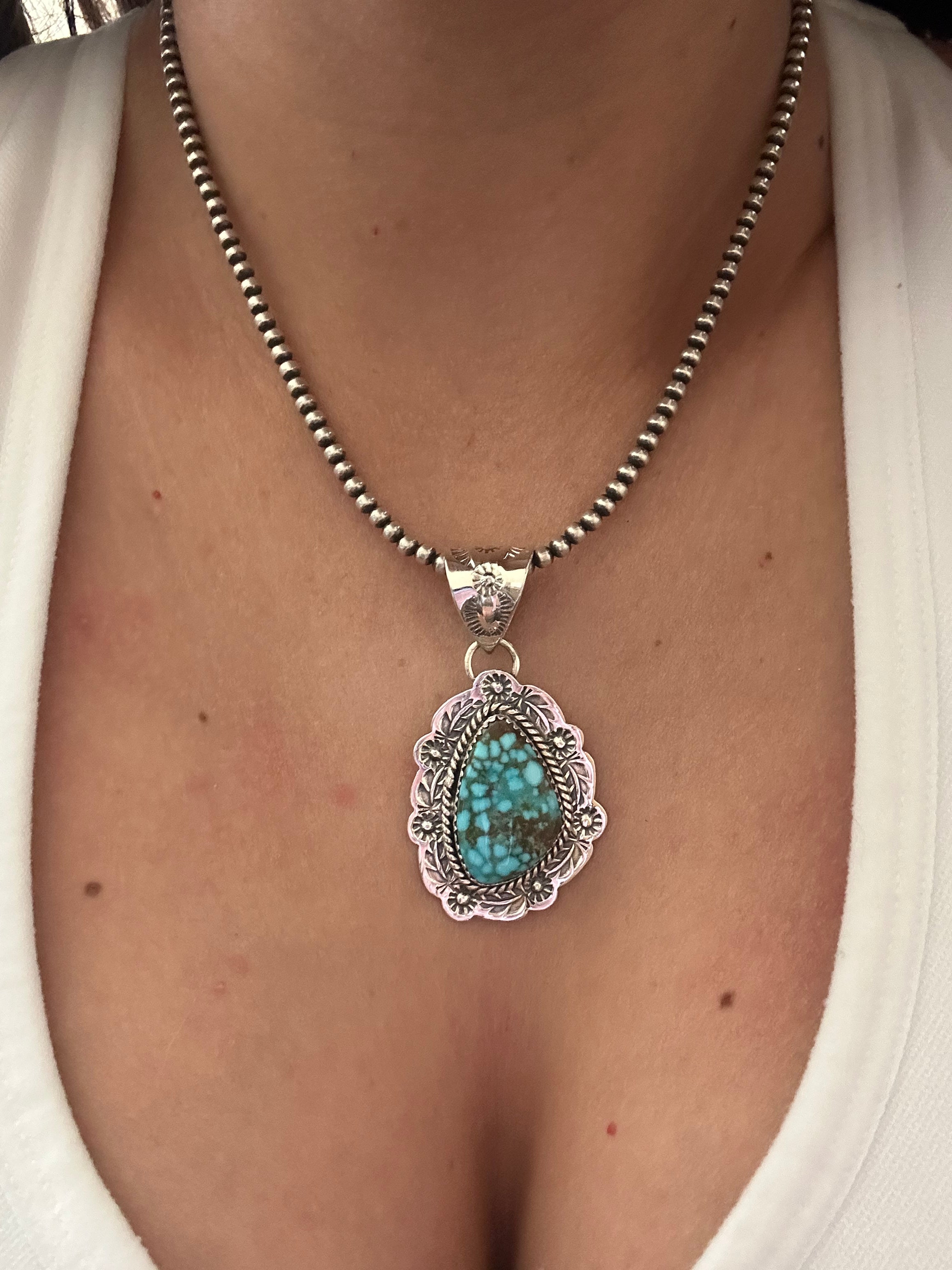 Southwest Handmade Kingman Turquoise & Sterling Silver Pendant