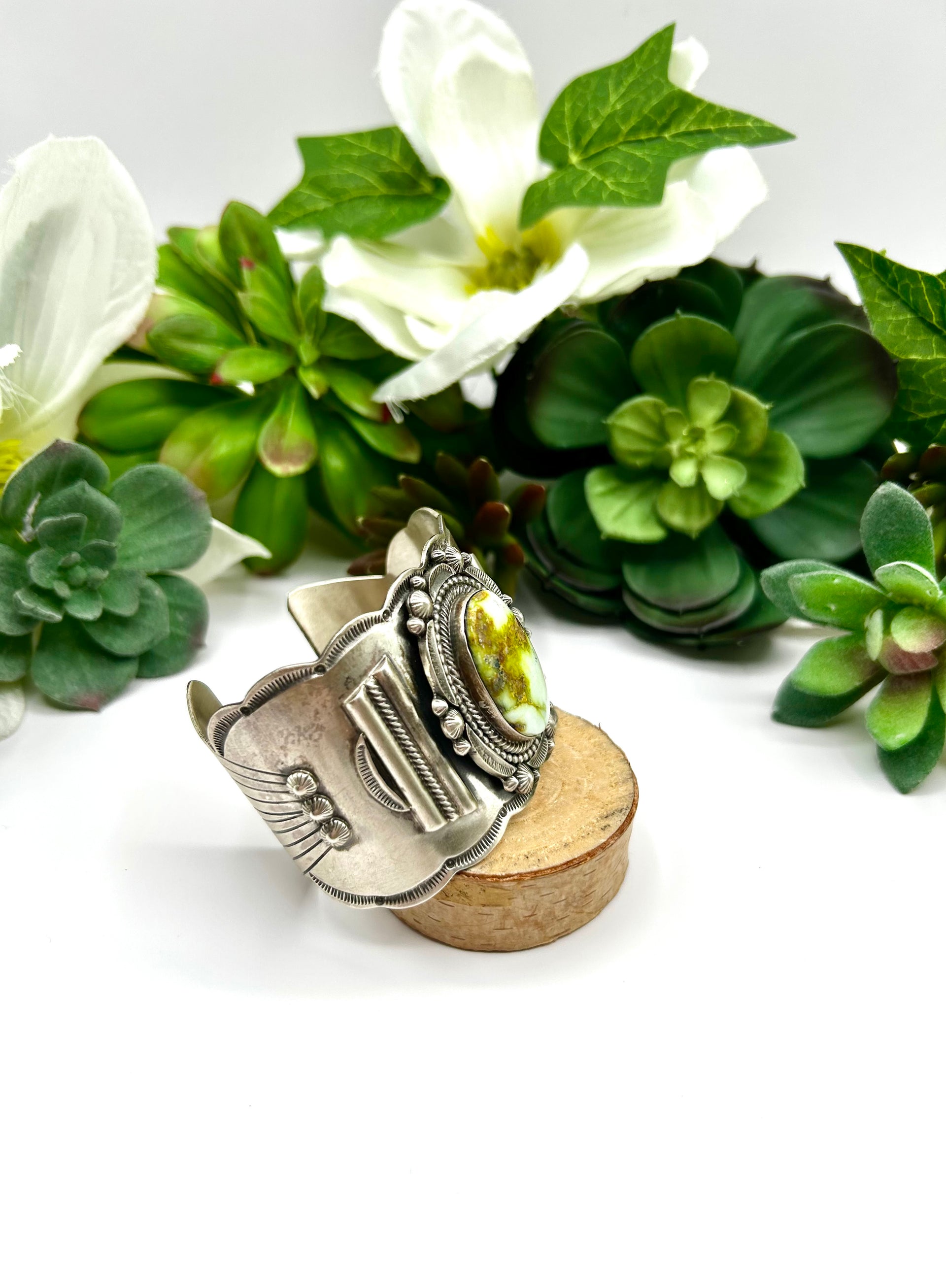 Tom Lewis Palomino Variscite & Sterling Silver Cuff Bracelet
