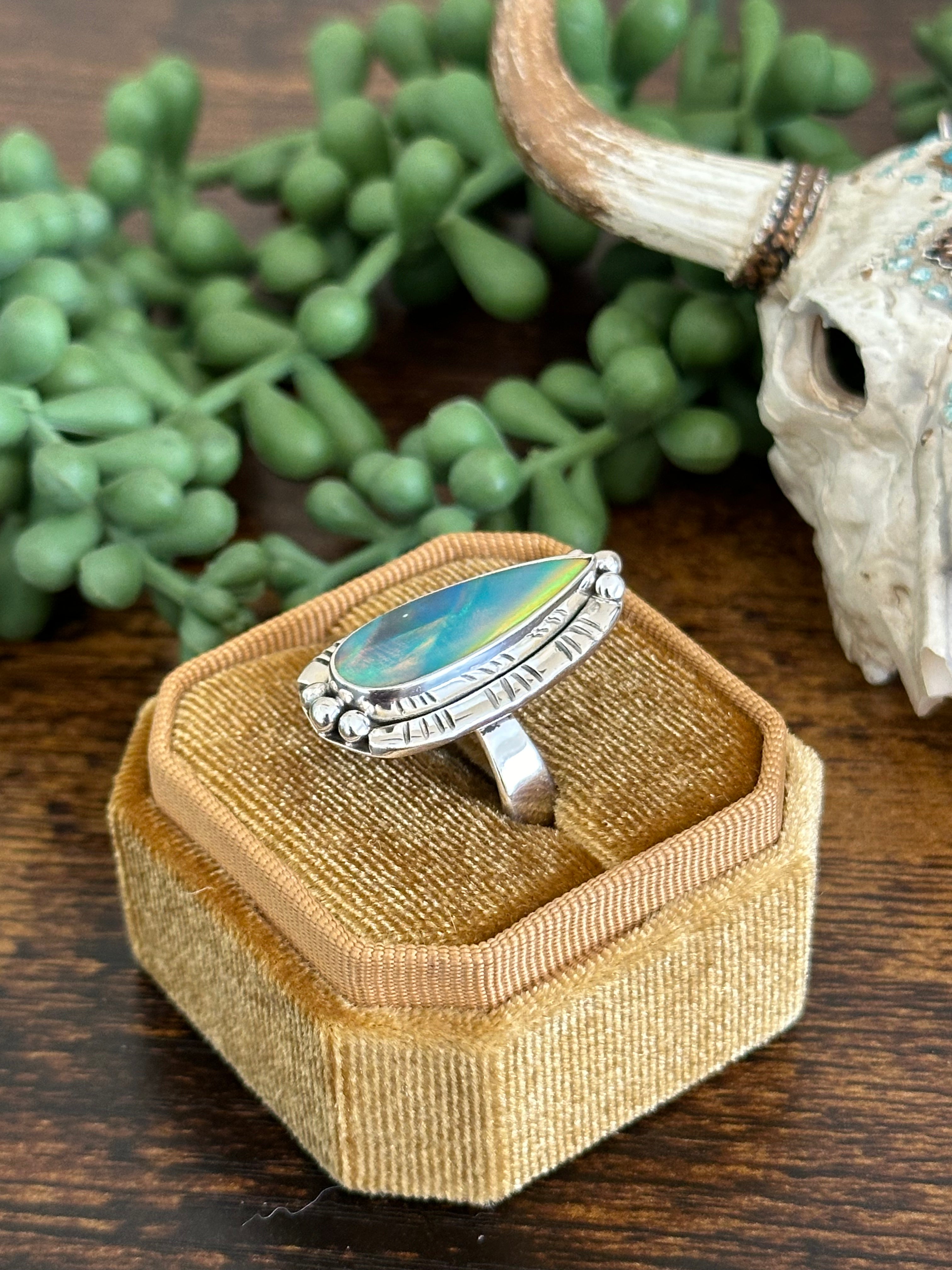 Southwest Handmade Opal & Sterling Silver Adjustable Ring