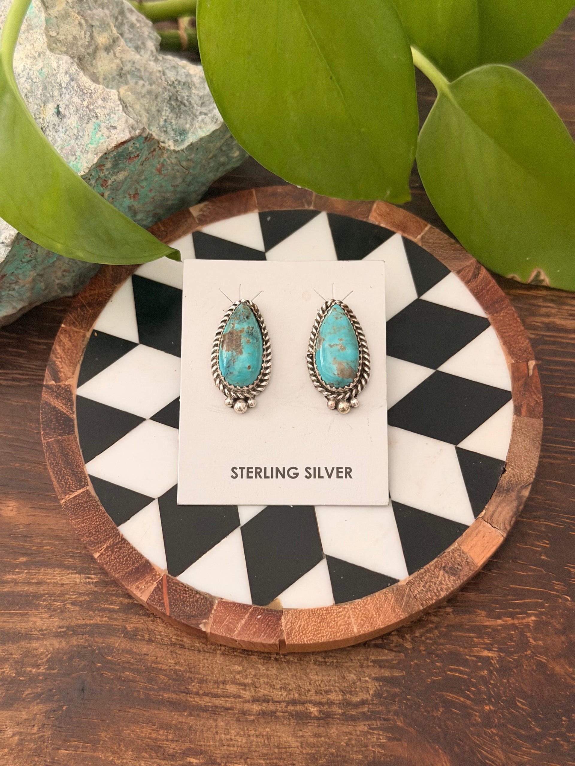 Trish Largo Kingman Turquoise & Sterling Silver Post Earrings