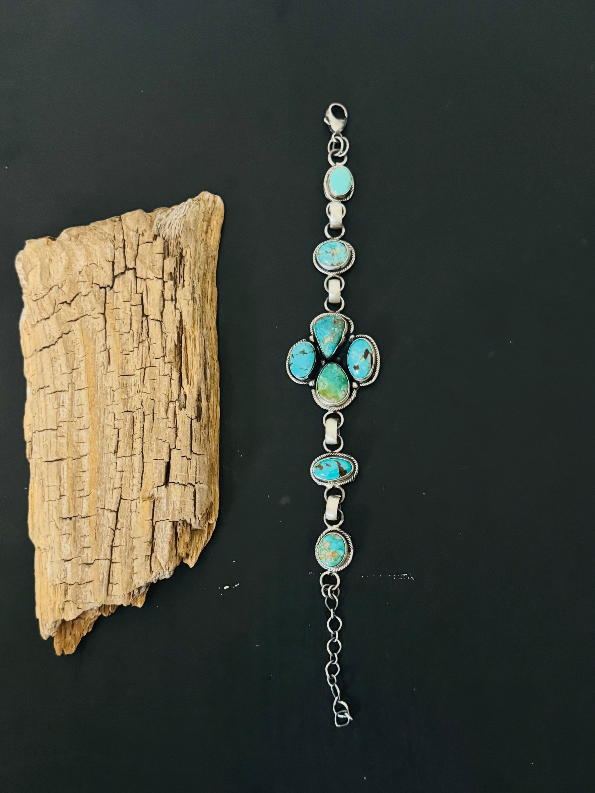 Ella Peters Mixed Turquoise & Sterling Silver Link Bracelet