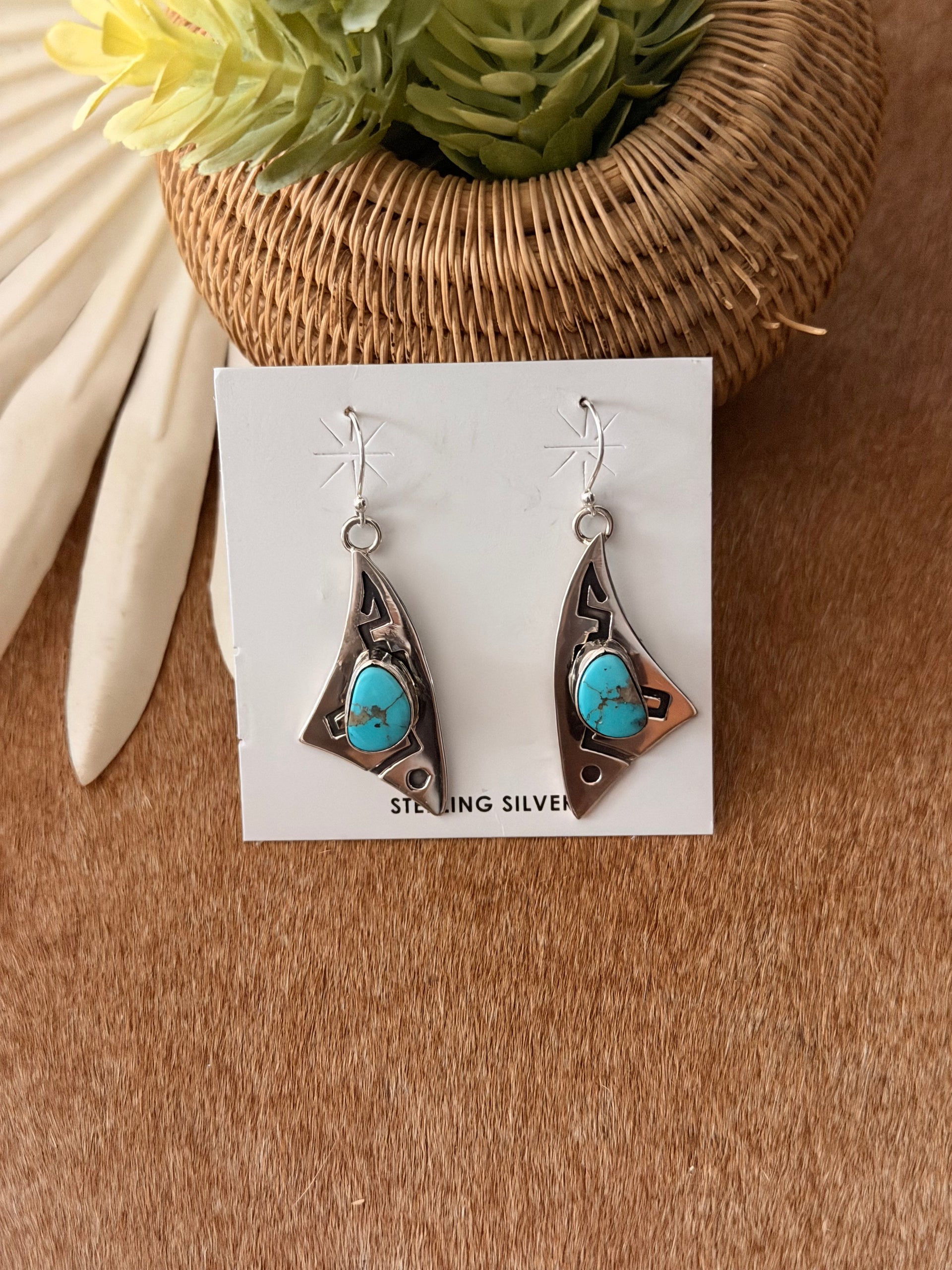 Randy Billy Royston Turquoise & Sterling Silver Dangle Earrings