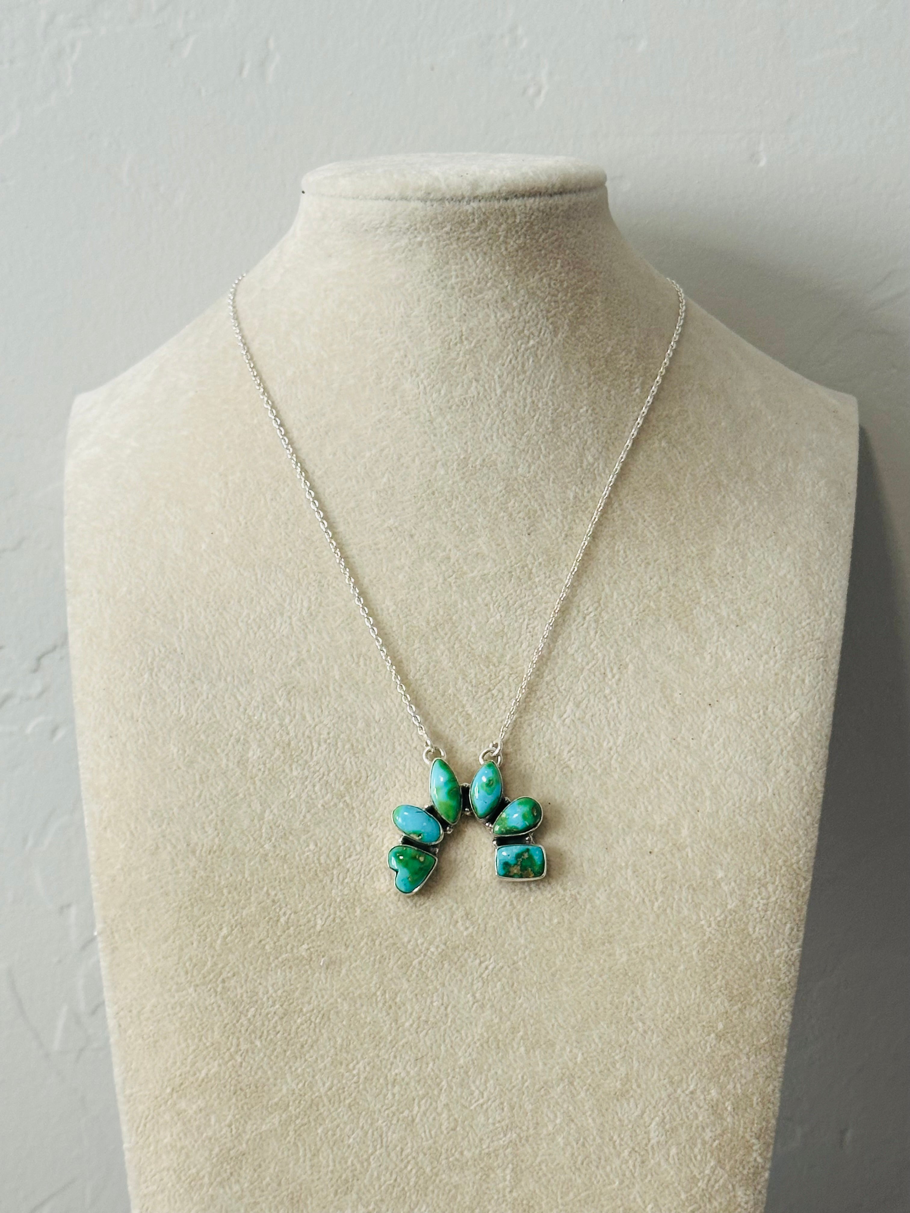 TTD “Chance” Sonoran Mountain Turquoise & Sterling Silver Cluster Naja Necklace