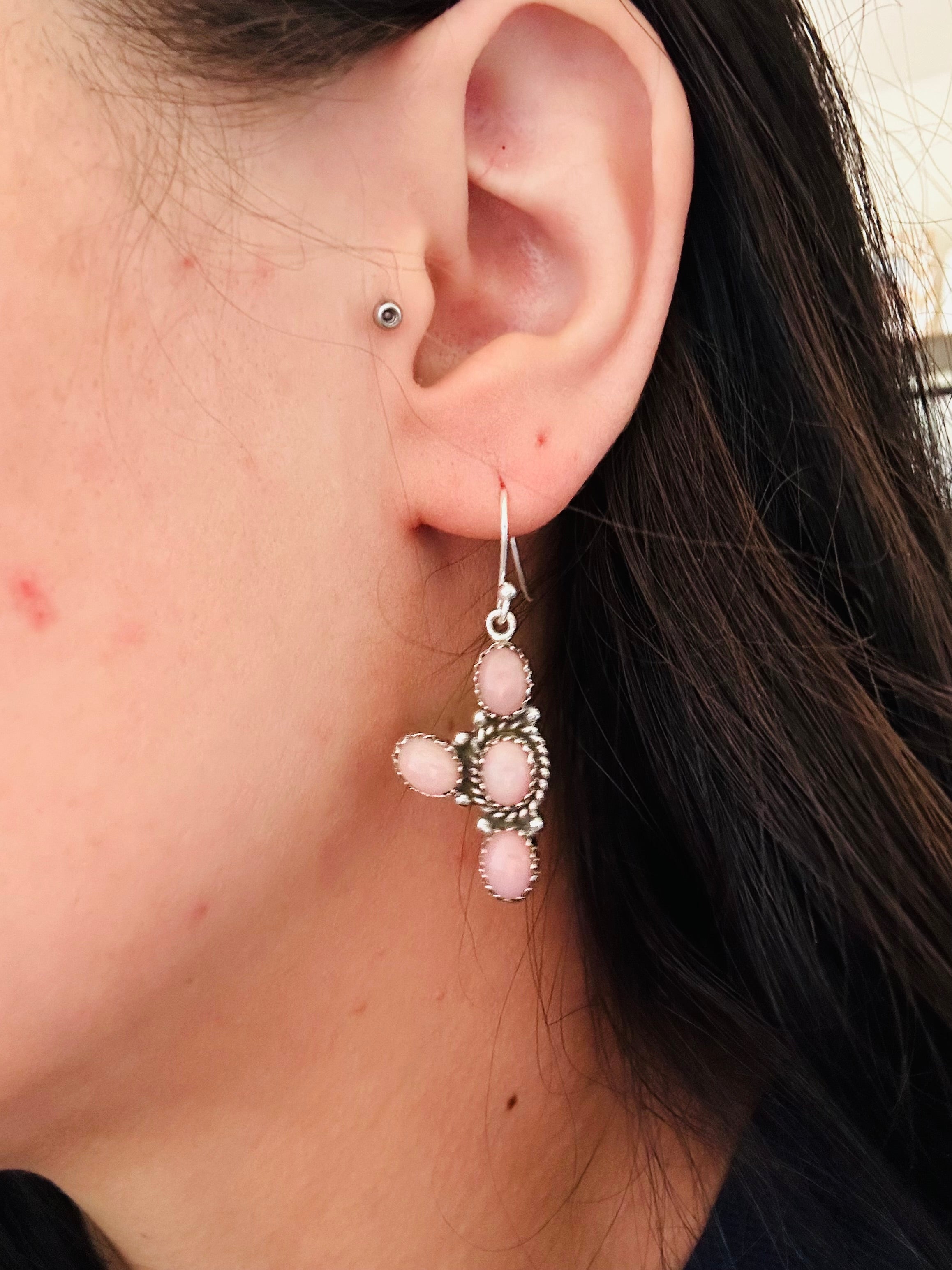 TTD “Cacti” Peruvian Pink Opal & Sterling Silver Earrings