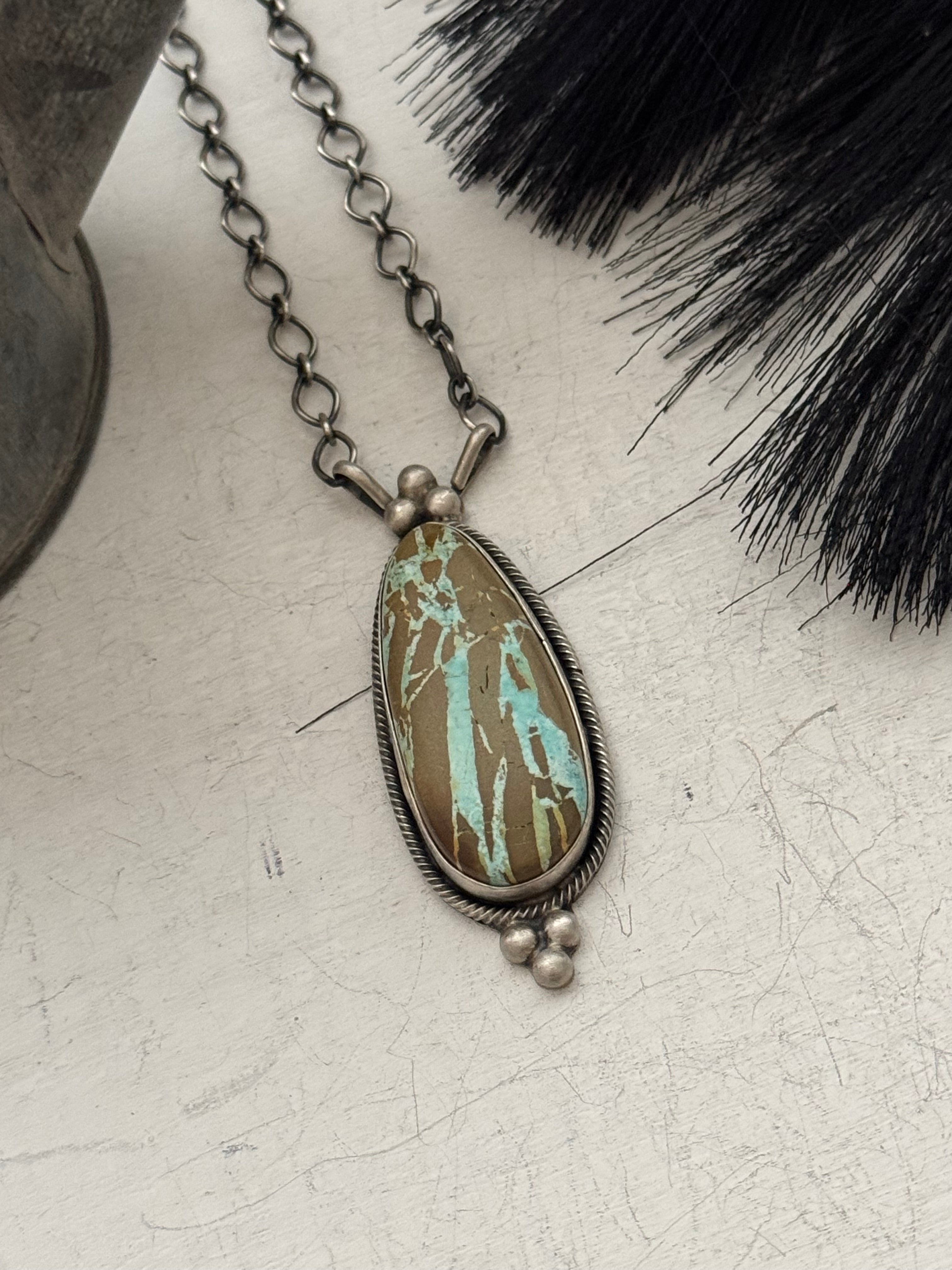 Navajo Made Royston Turquoise & Sterling Silver Necklace