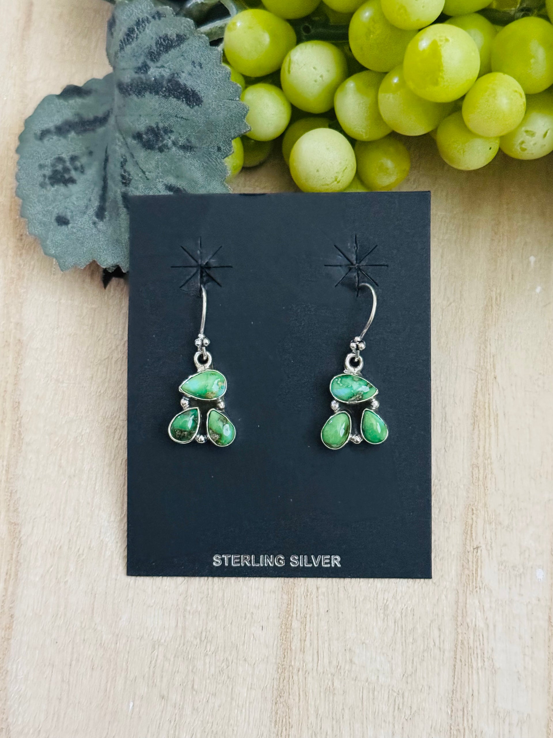Southwest Handmade Sonoran Mountain Turquoise & Sterling Silver Dangle Earrings