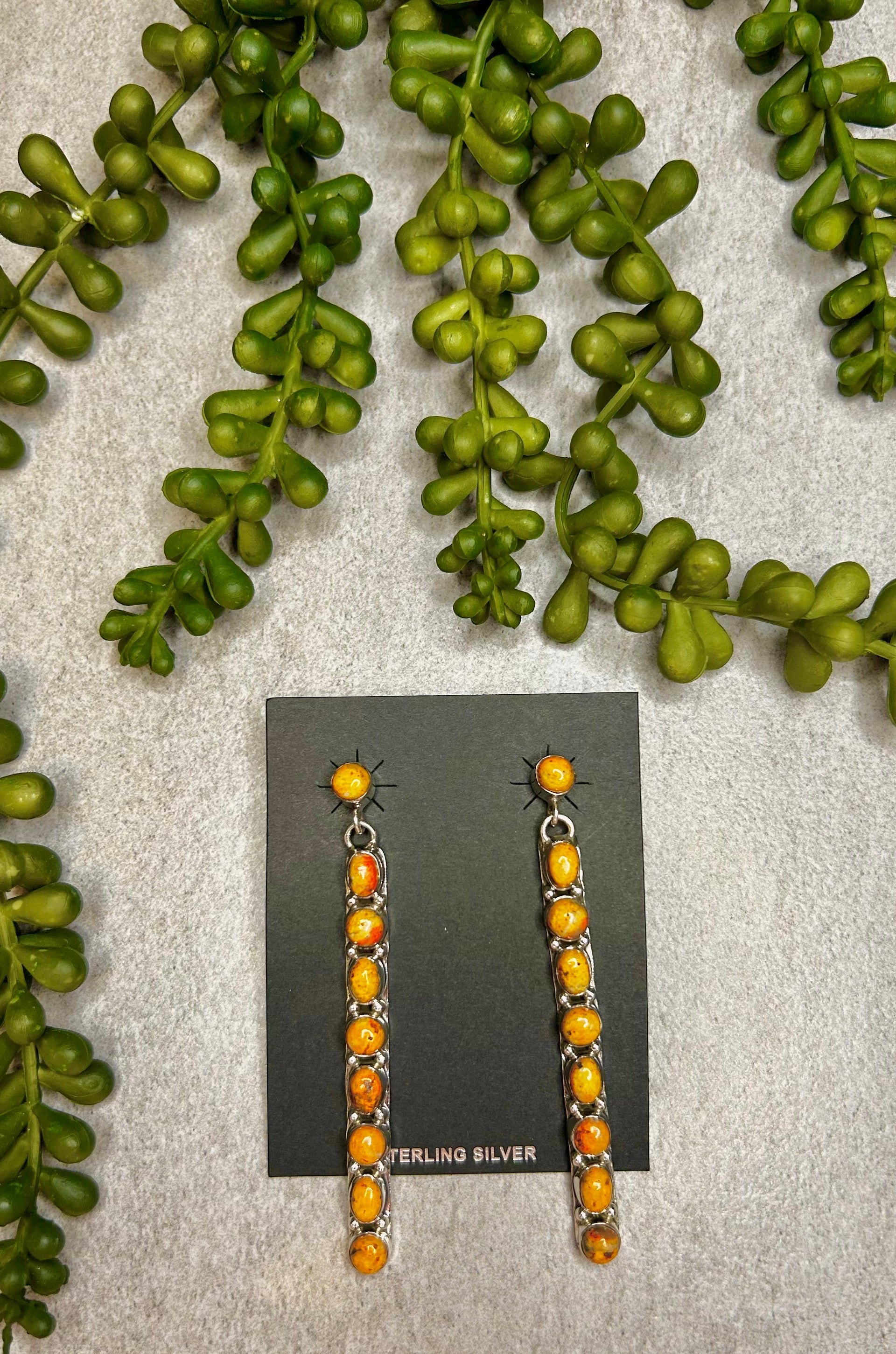 Southwest Made Bb Agate & Sterling Silver Post Dangle Earrings