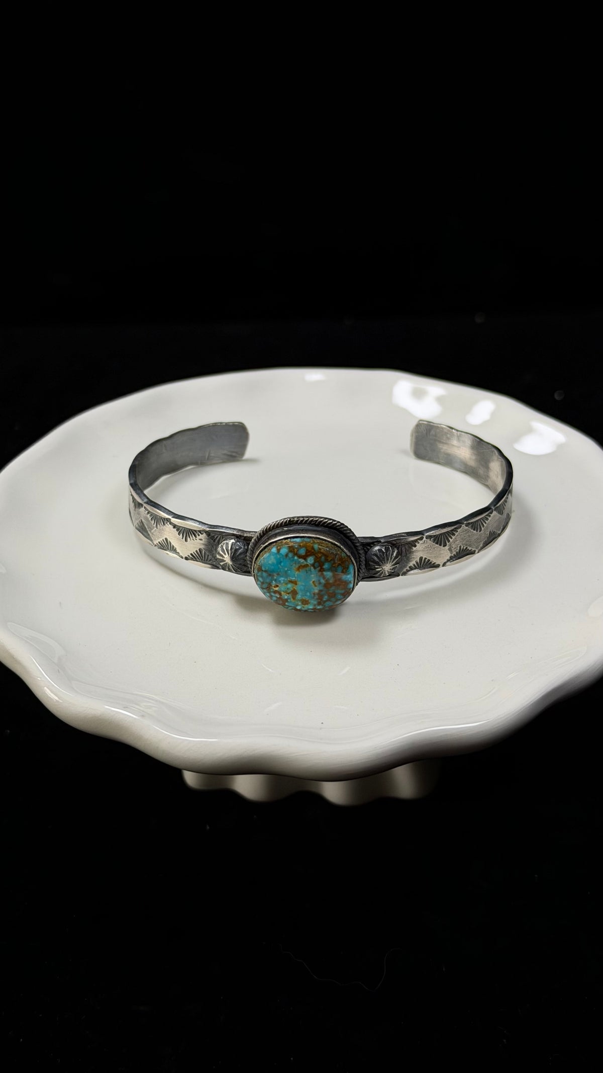 Tillie Jon Spider Web Kingman Turquoise & Sterling Silver Cuff Bracelet
