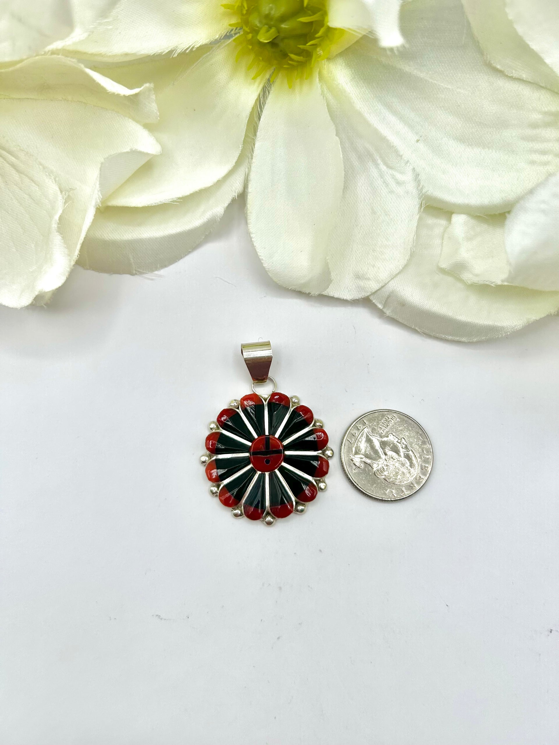 Zuni Made Multi Stone & Sterling Silver Pendant