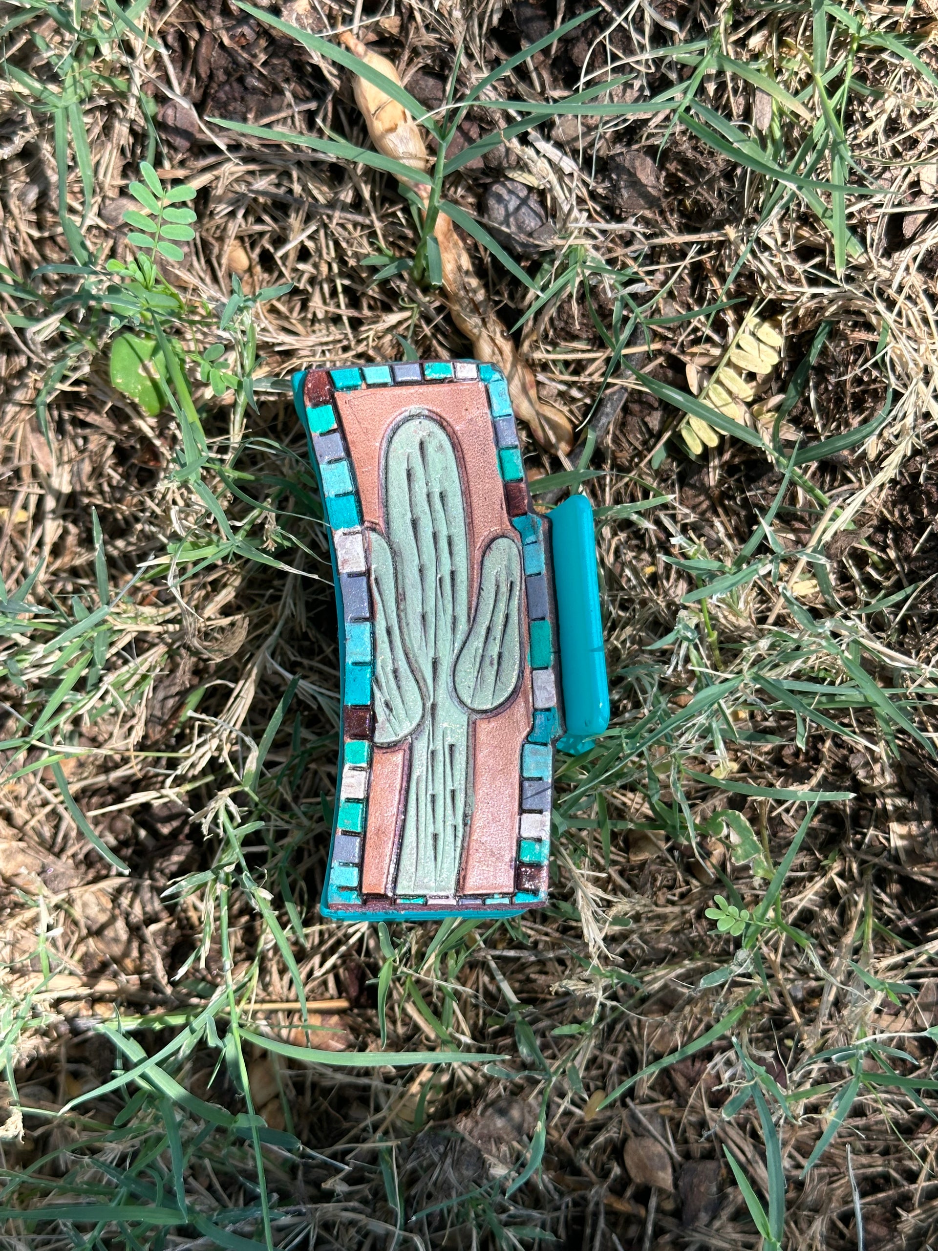 Genuine Tooled Leather Hair Clip