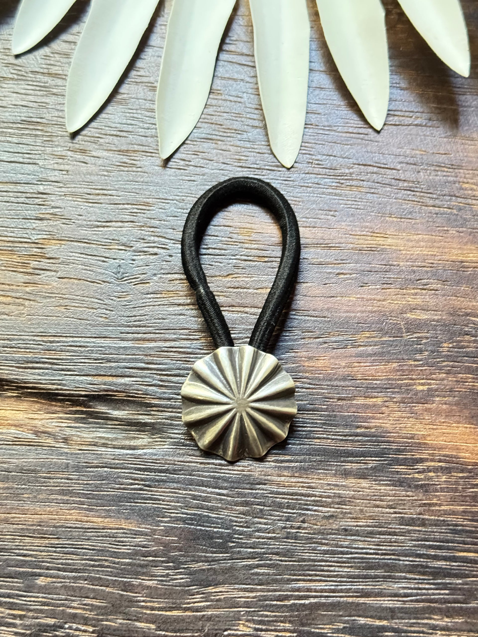 Navajo Made Sterling Silver Concho Ponytail Holder