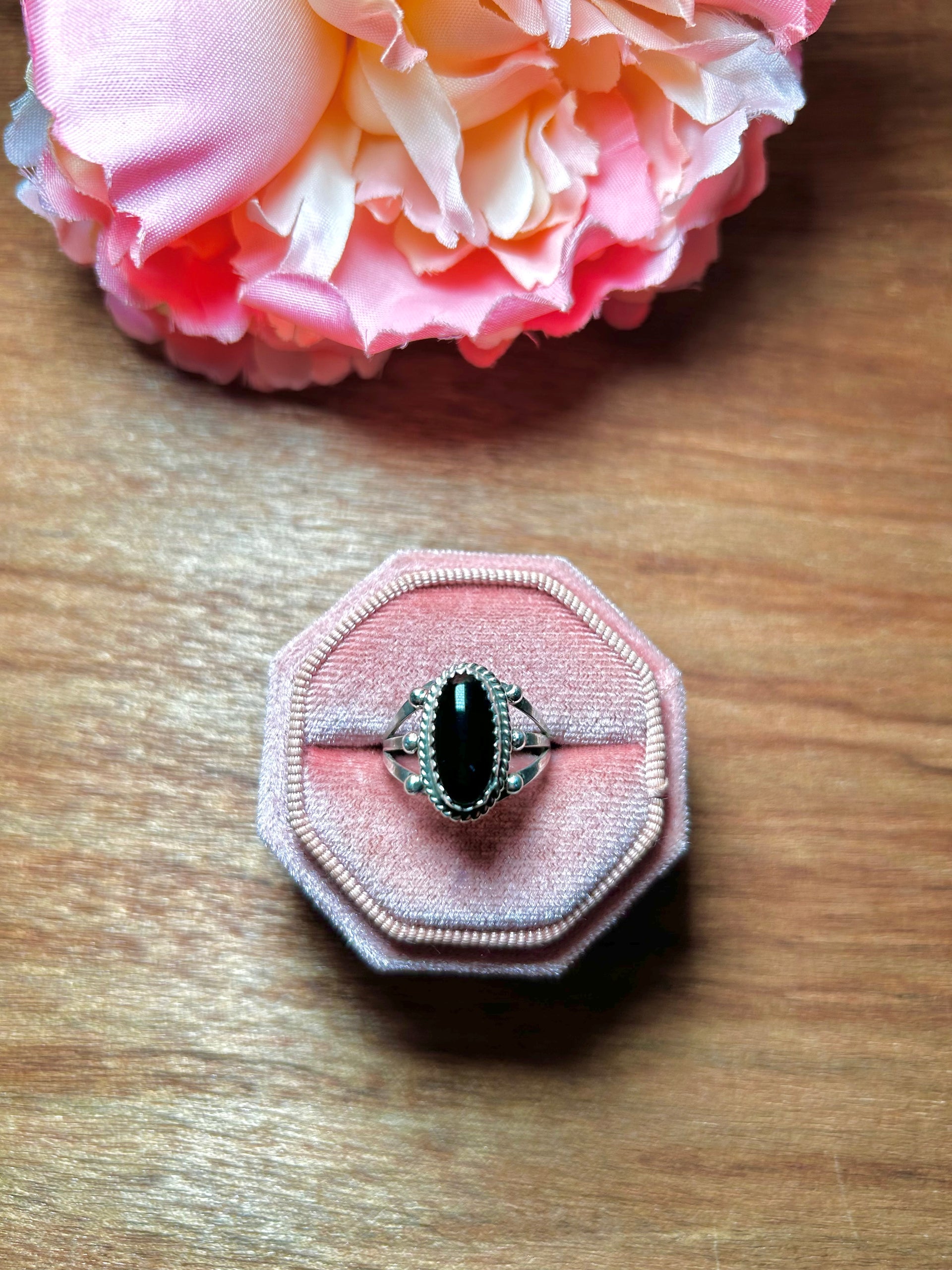 Navajo Made Onyx & Sterling Silver Ring