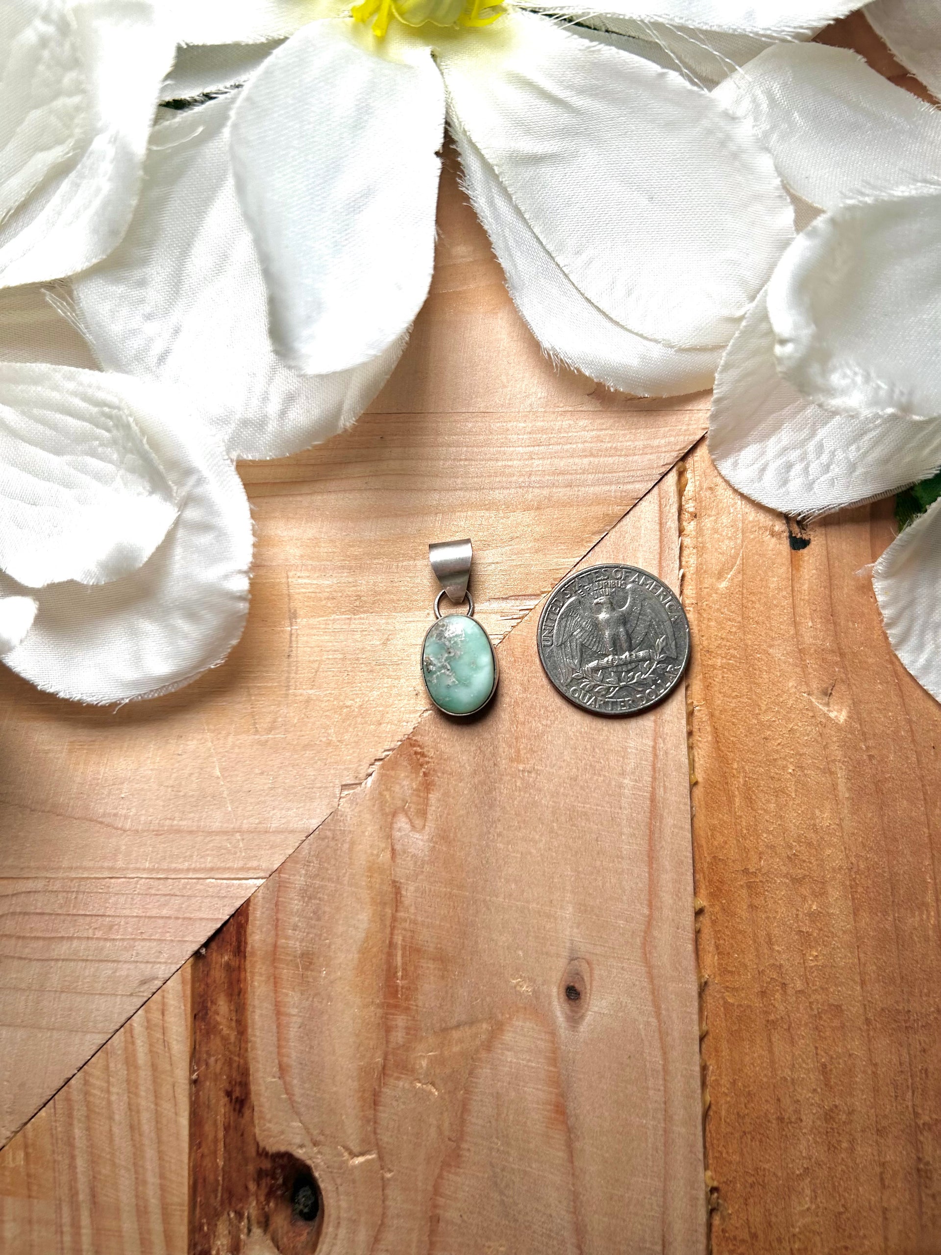 Navajo Made Palomino Variscite & Sterling Silver Pendant