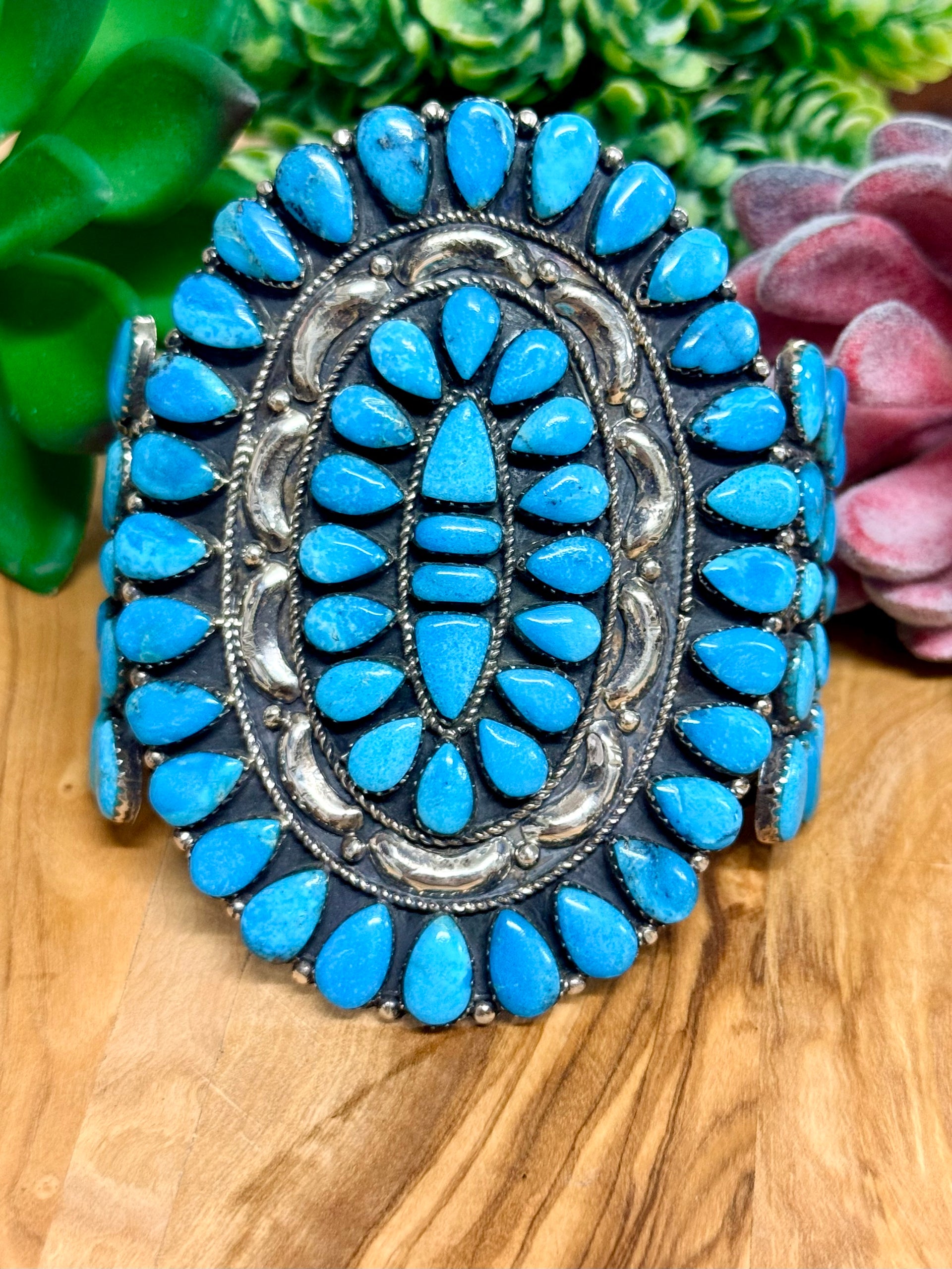 Southwest Handmade Kingman Turquoise & Sterling Silver Cuff Bracelet