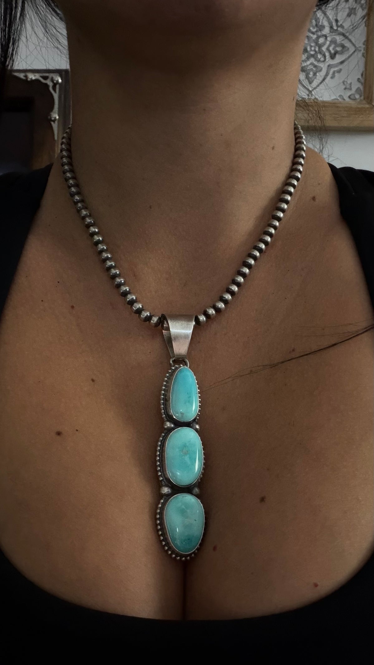Navajo Made Royston Turquoise & Sterling Silver Pendant