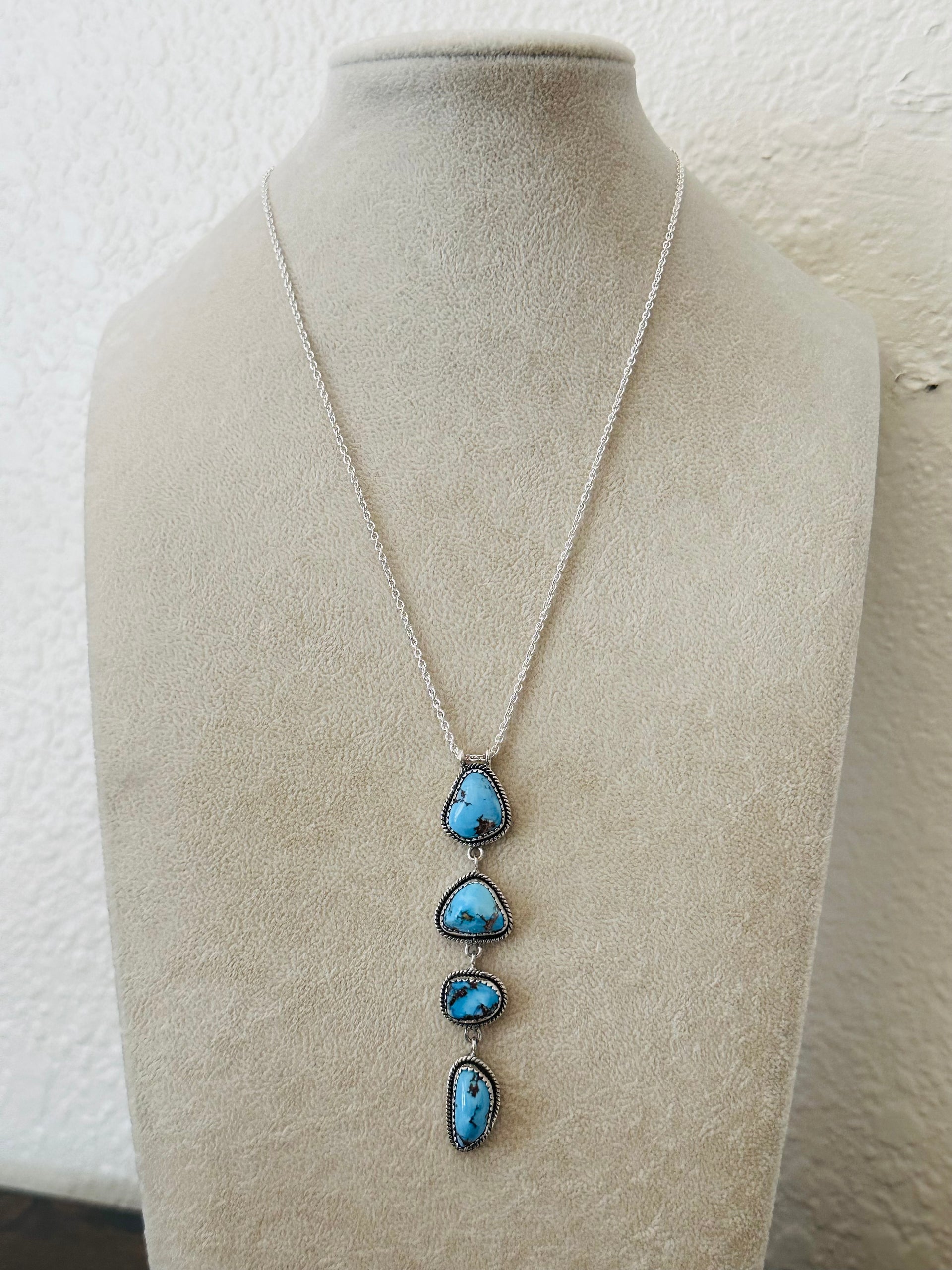 Southwest Handmade Golden Hills Turquoise & Sterling Silver Necklace