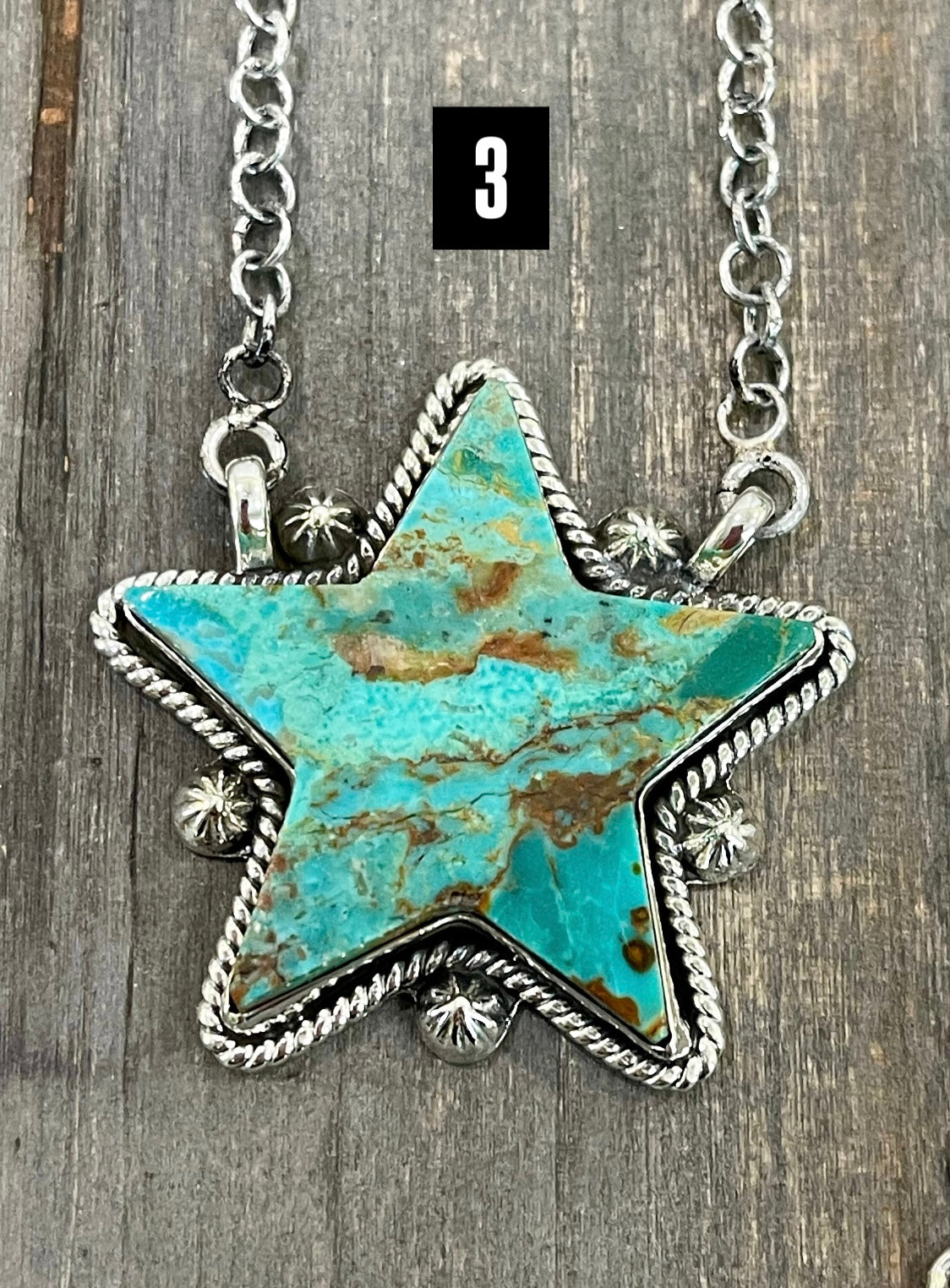 Southwest Handmade Kingman Turquoise & Sterling Silver Star Necklace