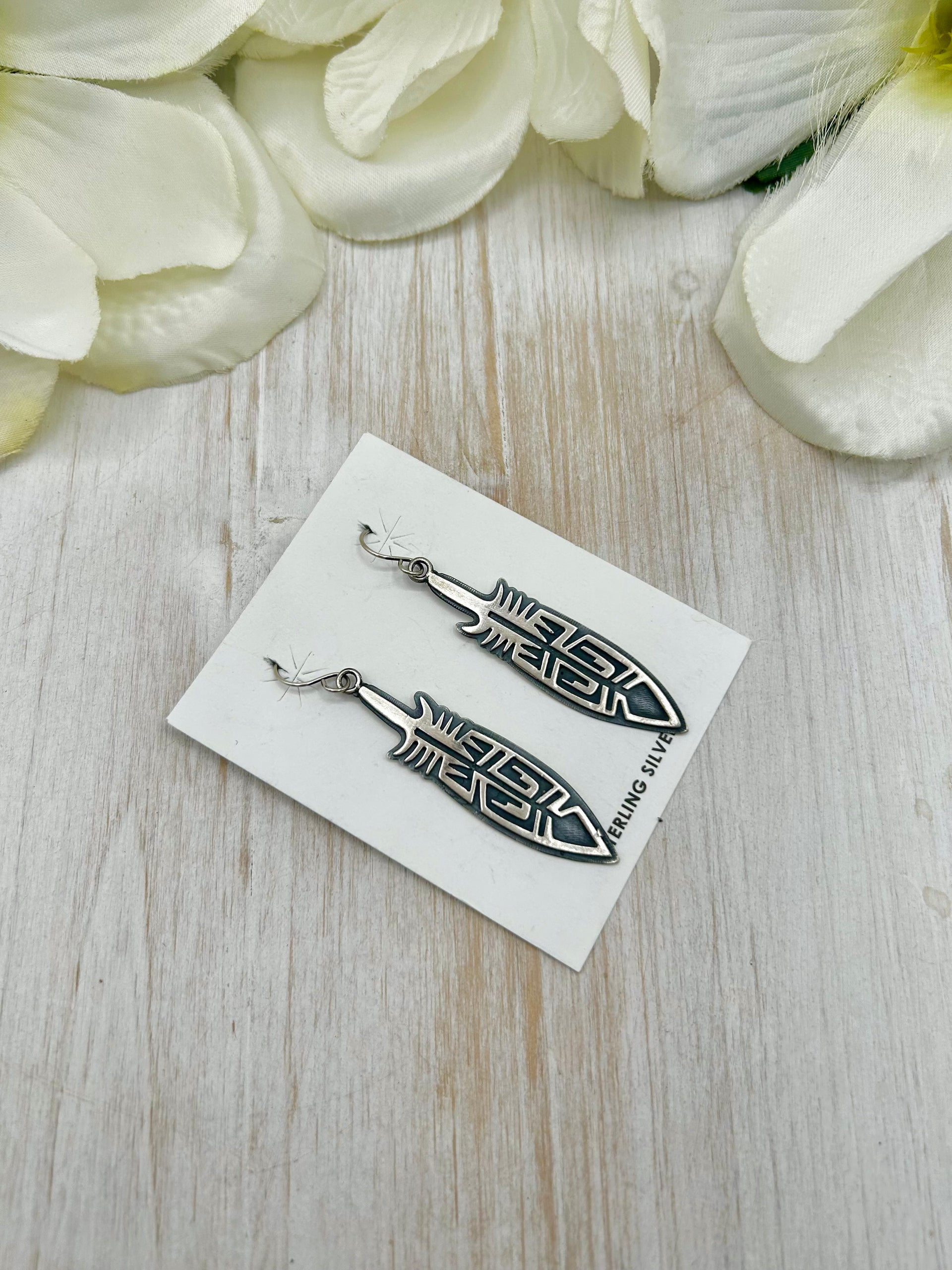 Navajo Made Sterling Silver Hook Earrings