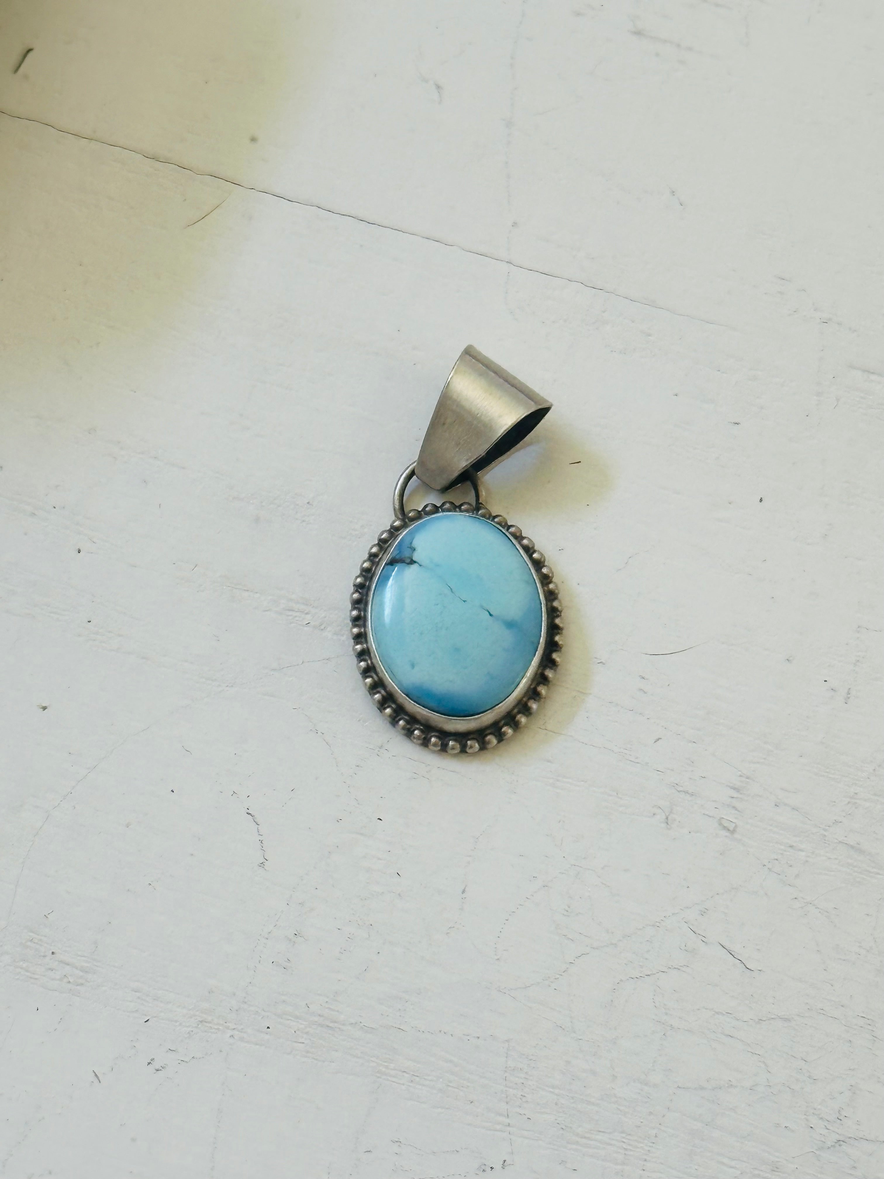 Navajo Made Golden Hills Turquoise & Sterling Silver Pendant