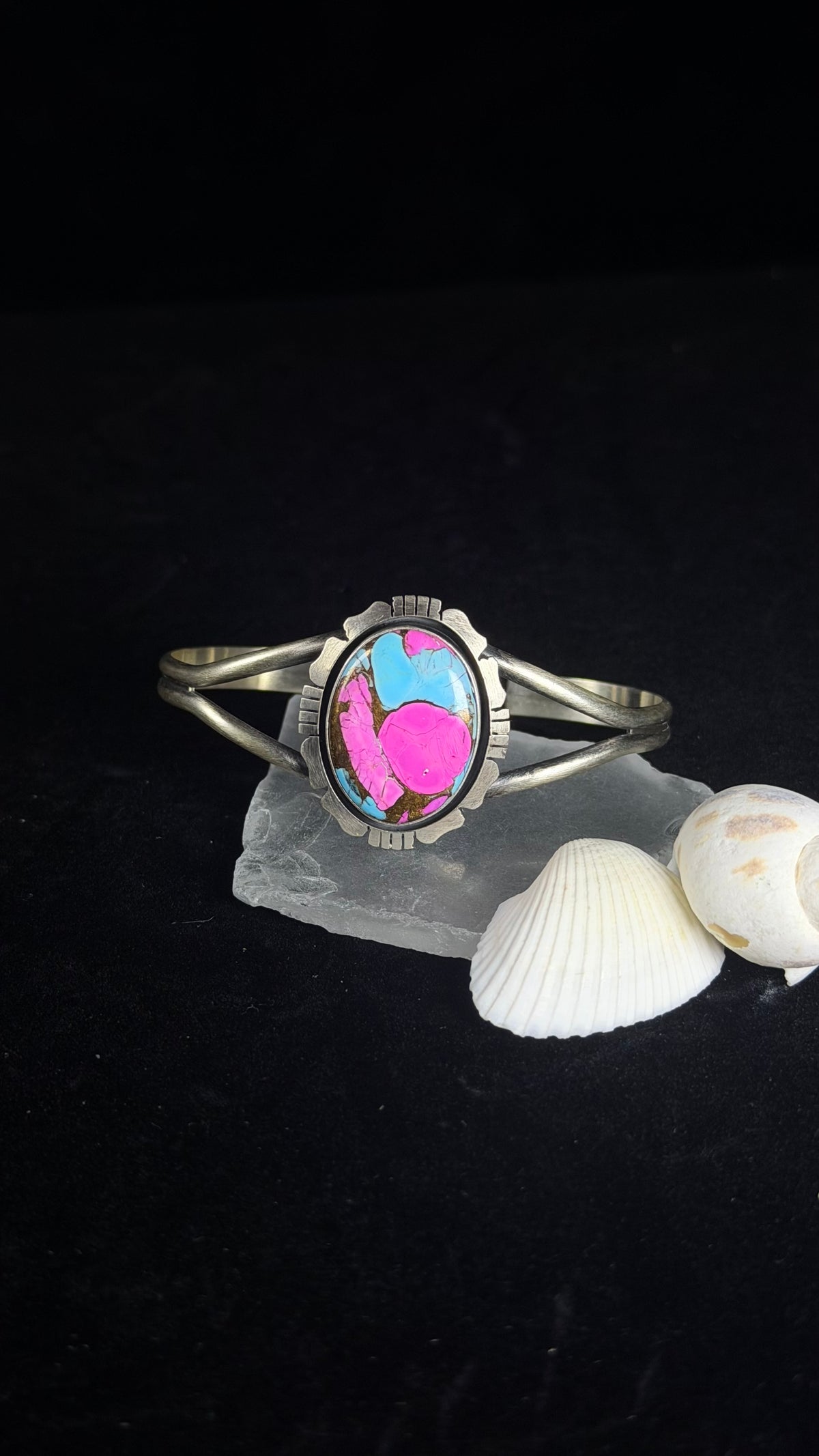 Dave Skeets Cotton Candy Composite & Sterling Silver Cuff Bracelet