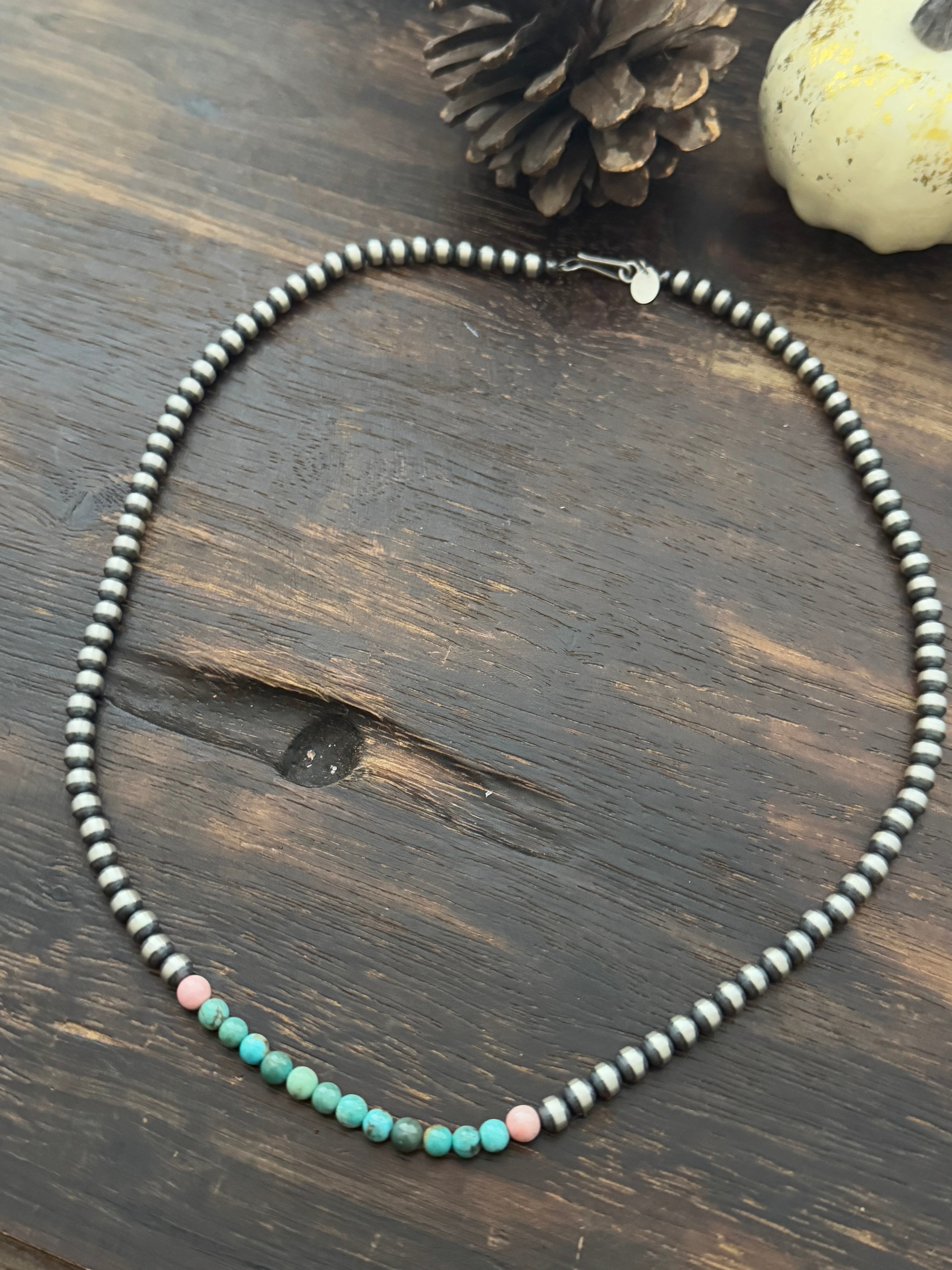 Navajo Strung Multi Stone & Sterling Silver Pearl Necklace