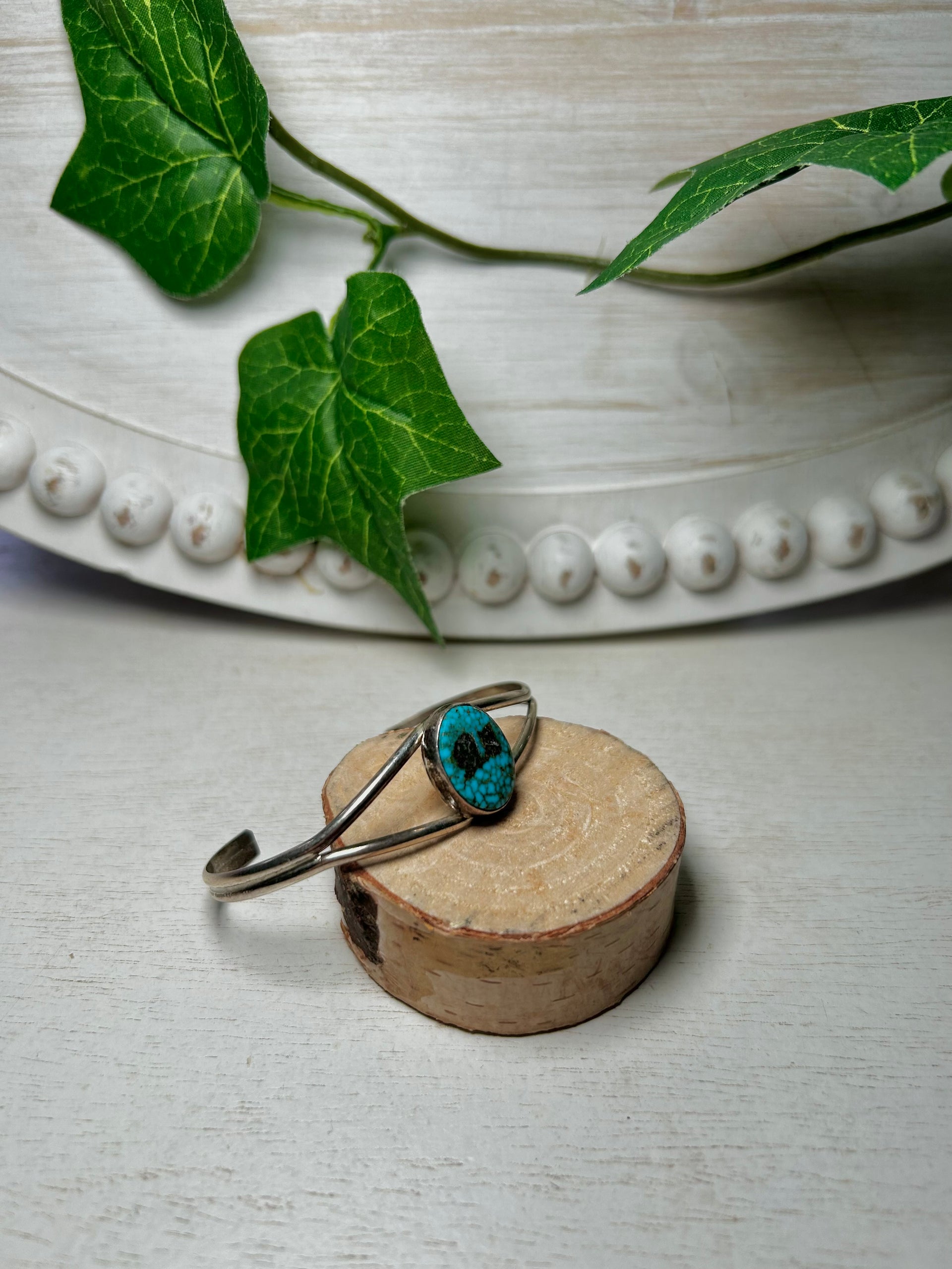 Navajo Made Kingman Turquoise & Sterling Silver Cuff Bracelet