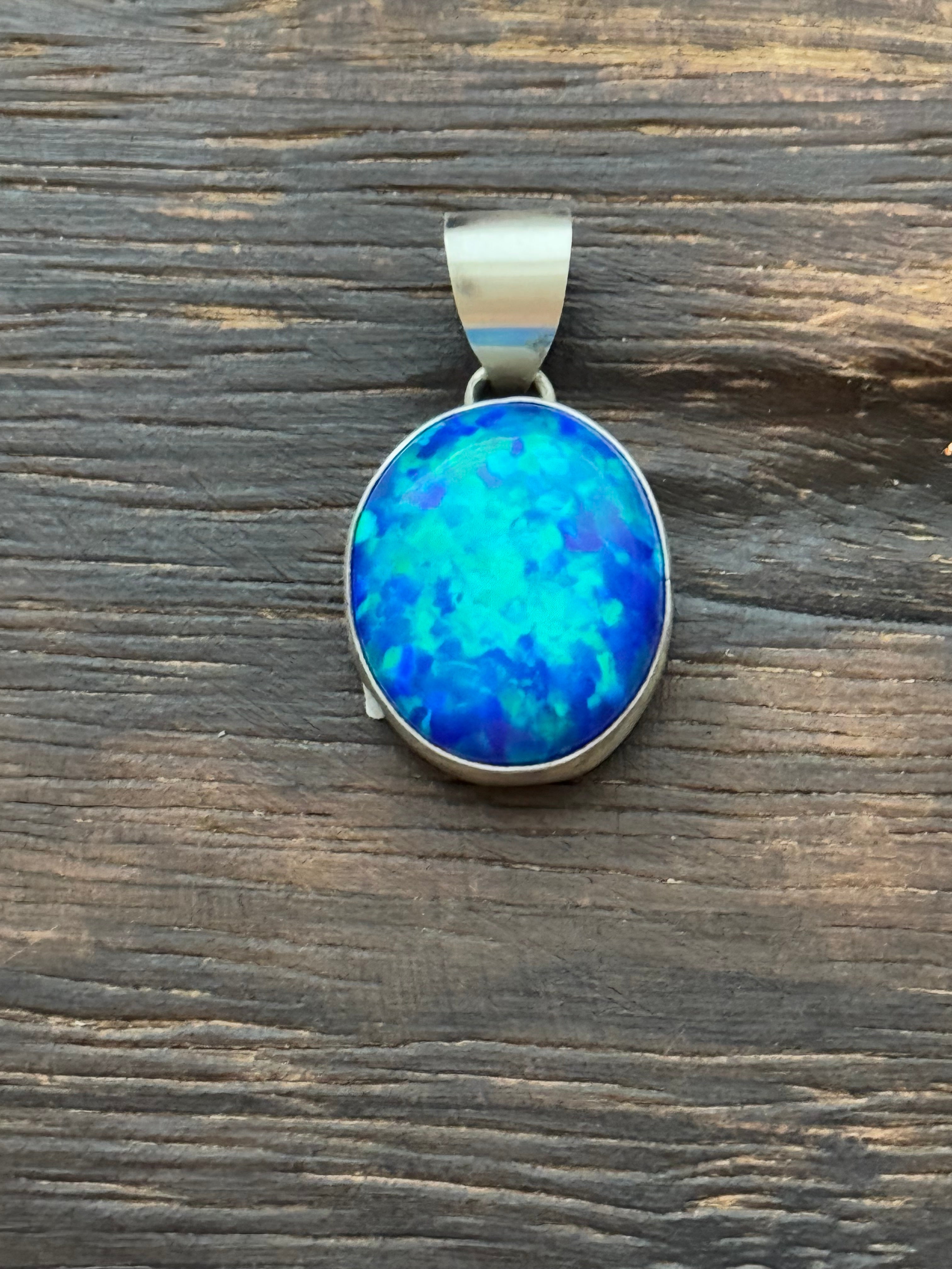 Navajo Made Opal & Sterling Silver Pendant