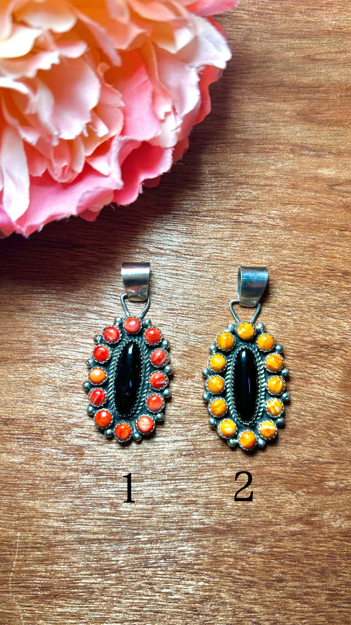 Elle Spencer Spiny Oyster & Sterling Silver Pendant