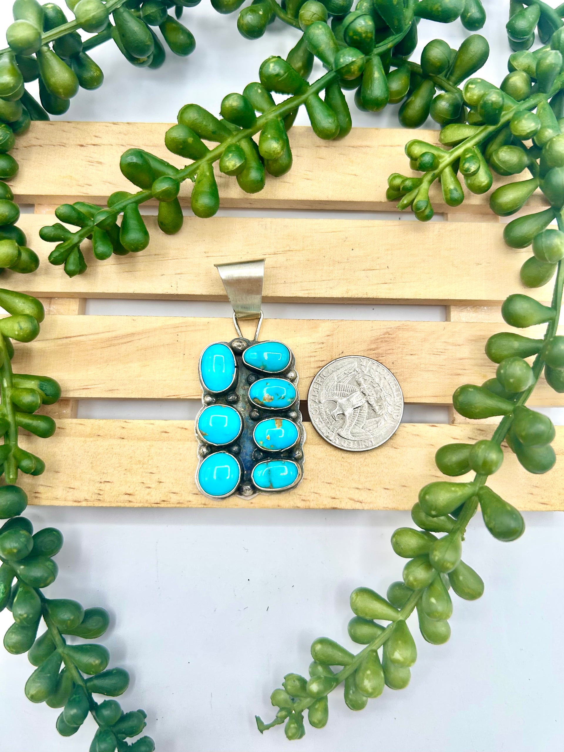 Travis Jim Kingman Turquoise & Sterling Silver Pendant