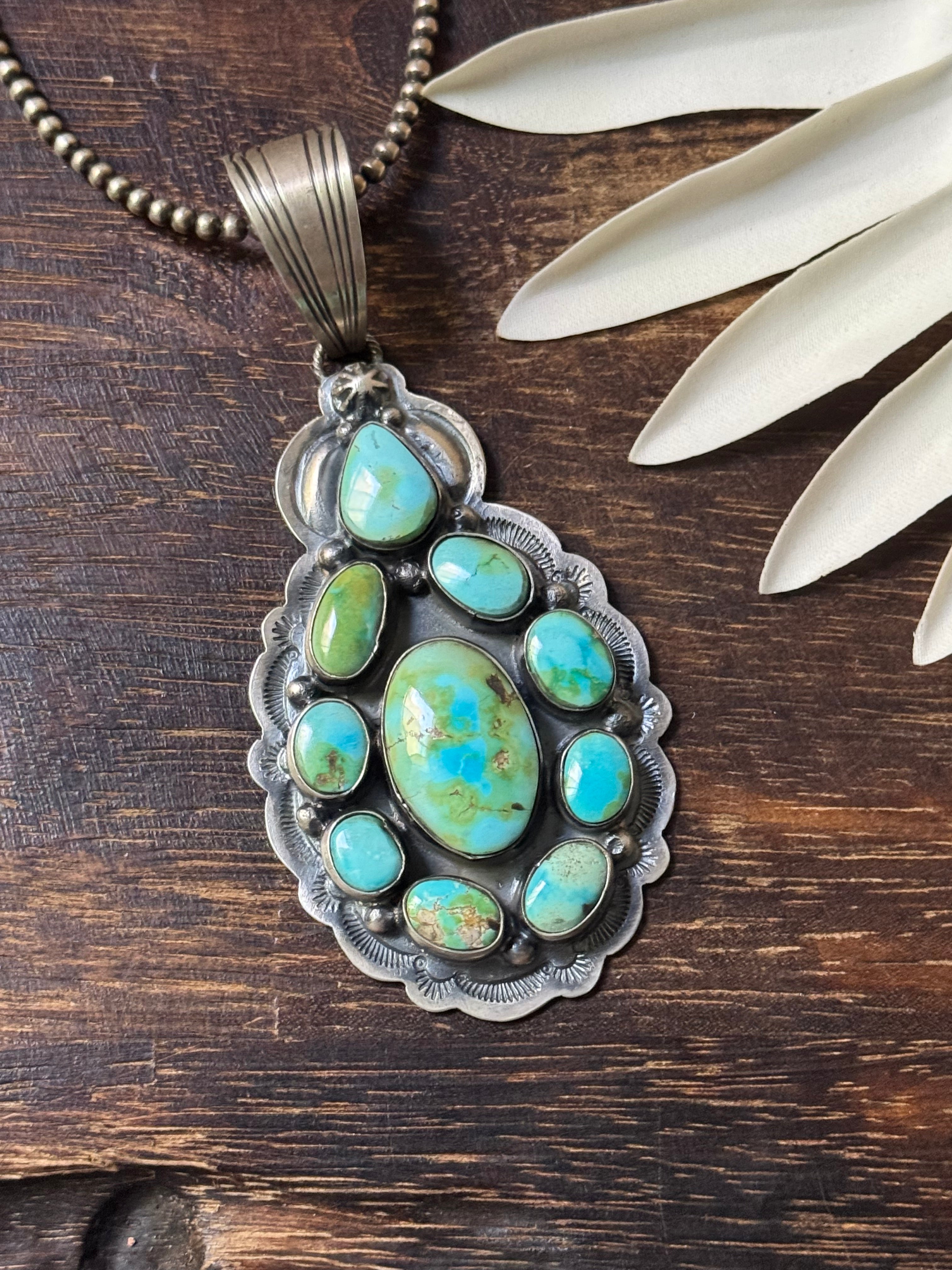 Tia Long Sonoran Mountain Turquoise & Sterling Silver Cluster Pendant