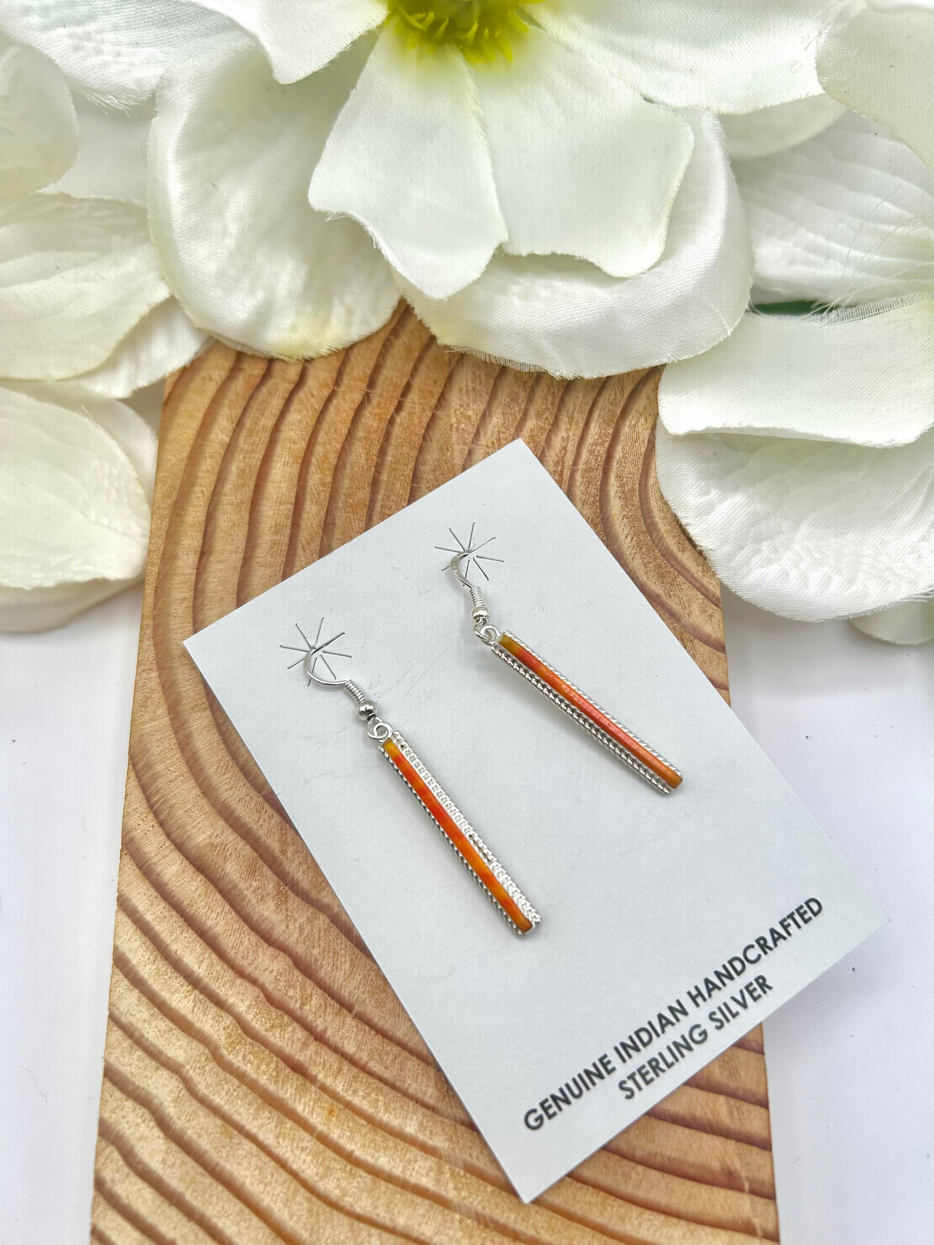 Navajo Made Spiny Oyster & Sterling Silver Hook Earrings