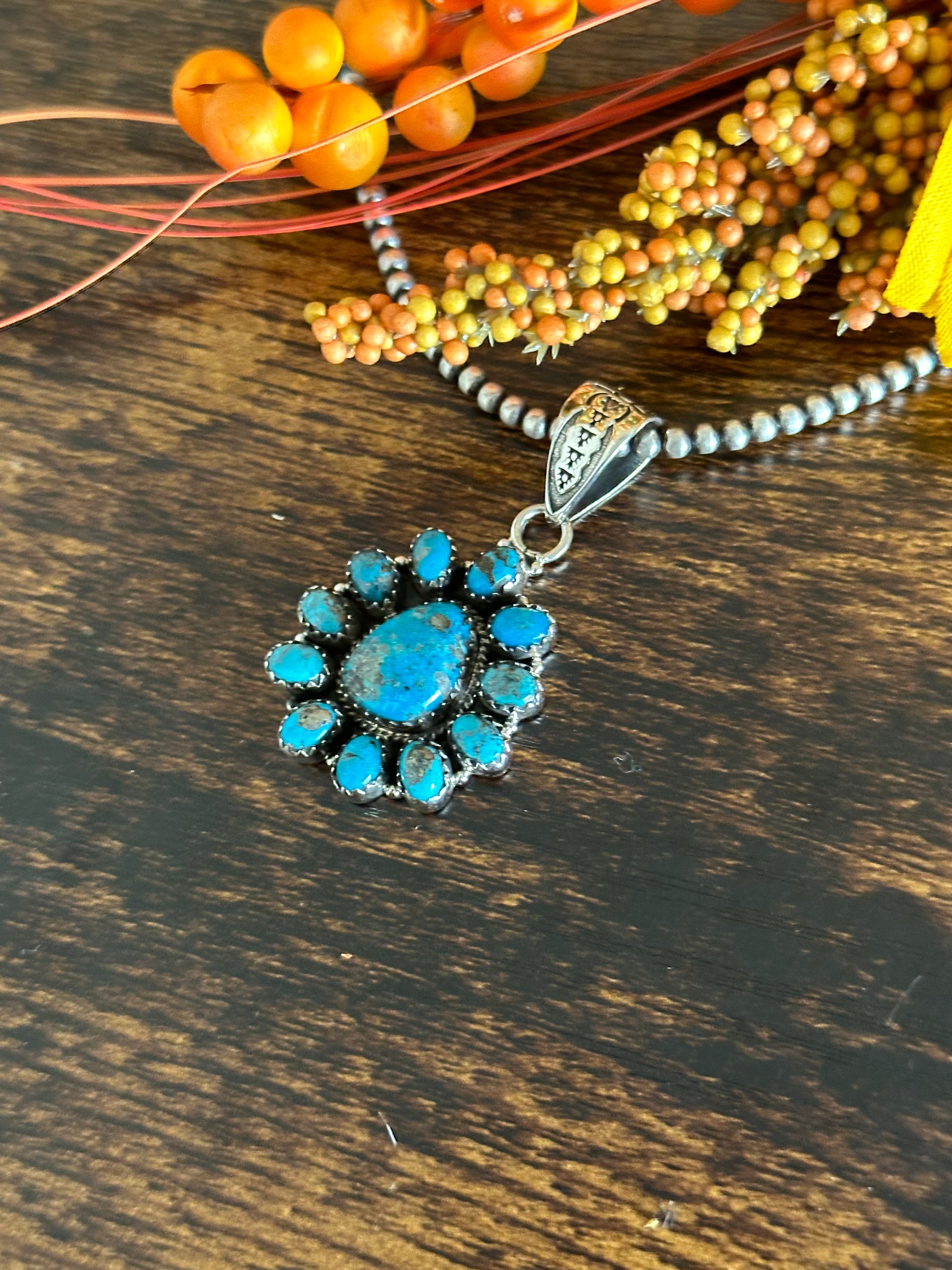 Southwest Handmade Kingman Turquoise & Sterling Silver Pendant