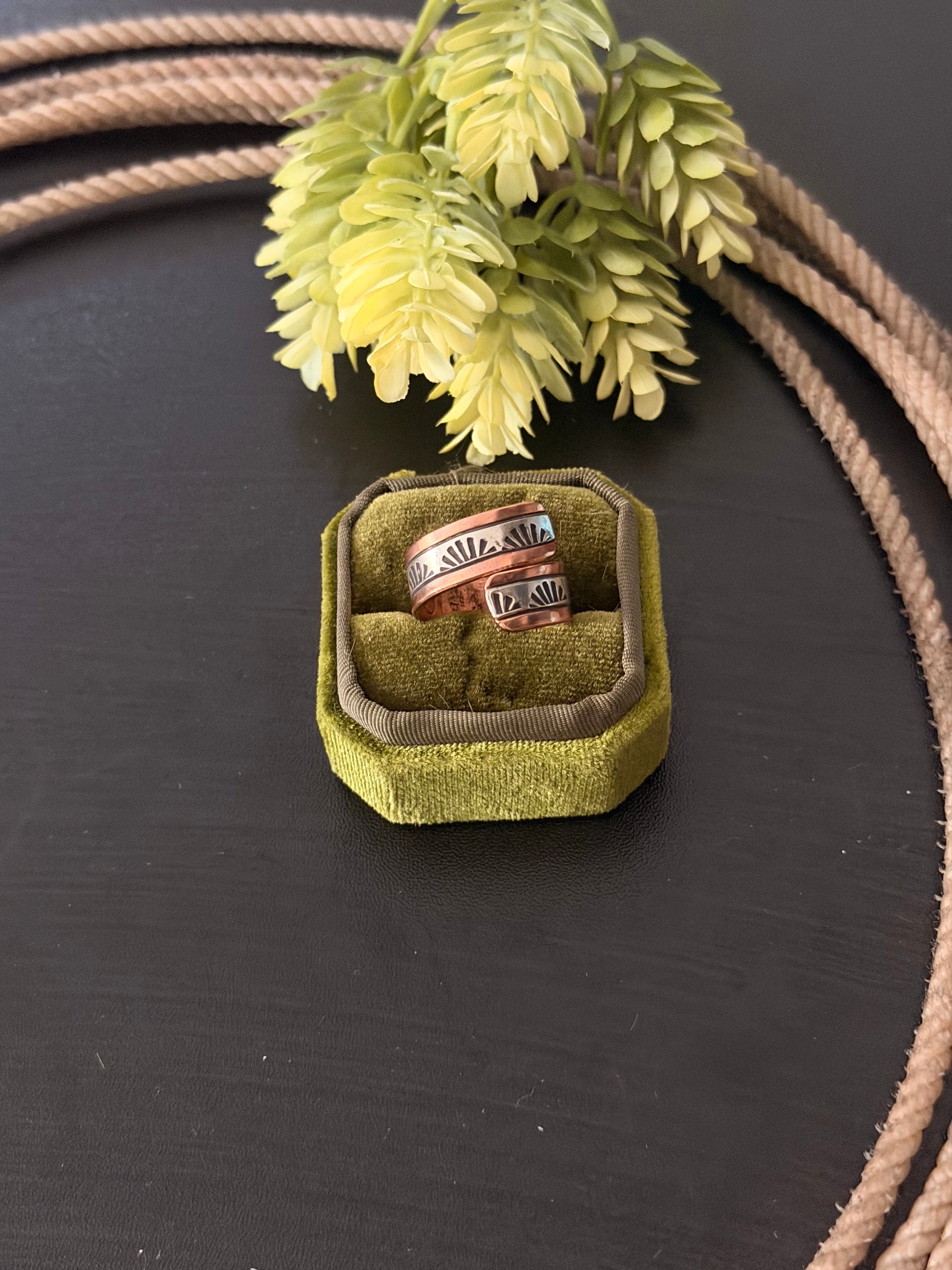Navajo Made Copper & Sterling Silver Adjustable Ring