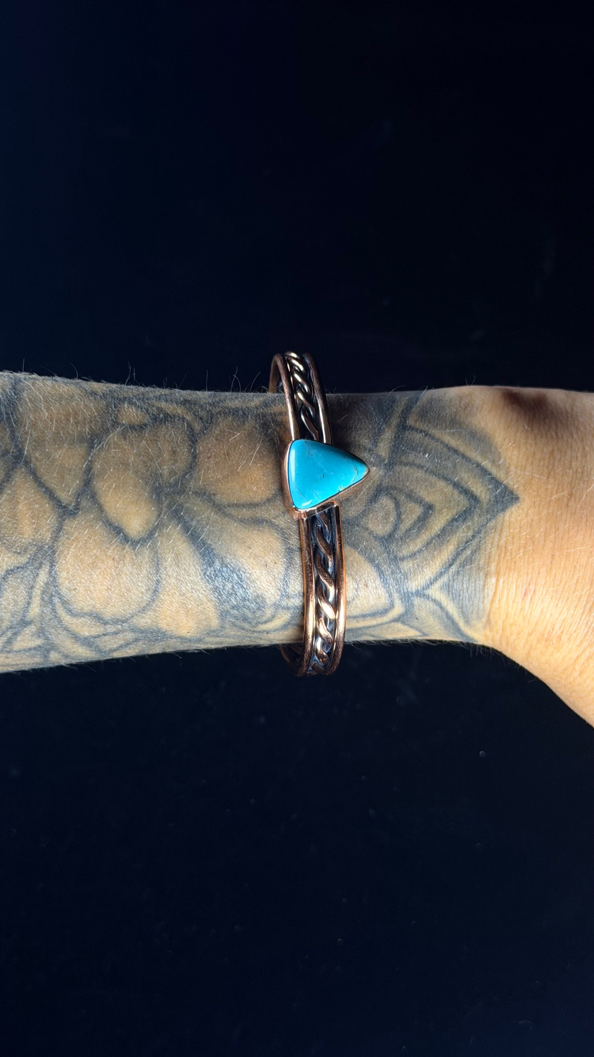 Navajo Made Kingman Turquoise & Copper Cuff Bracelet