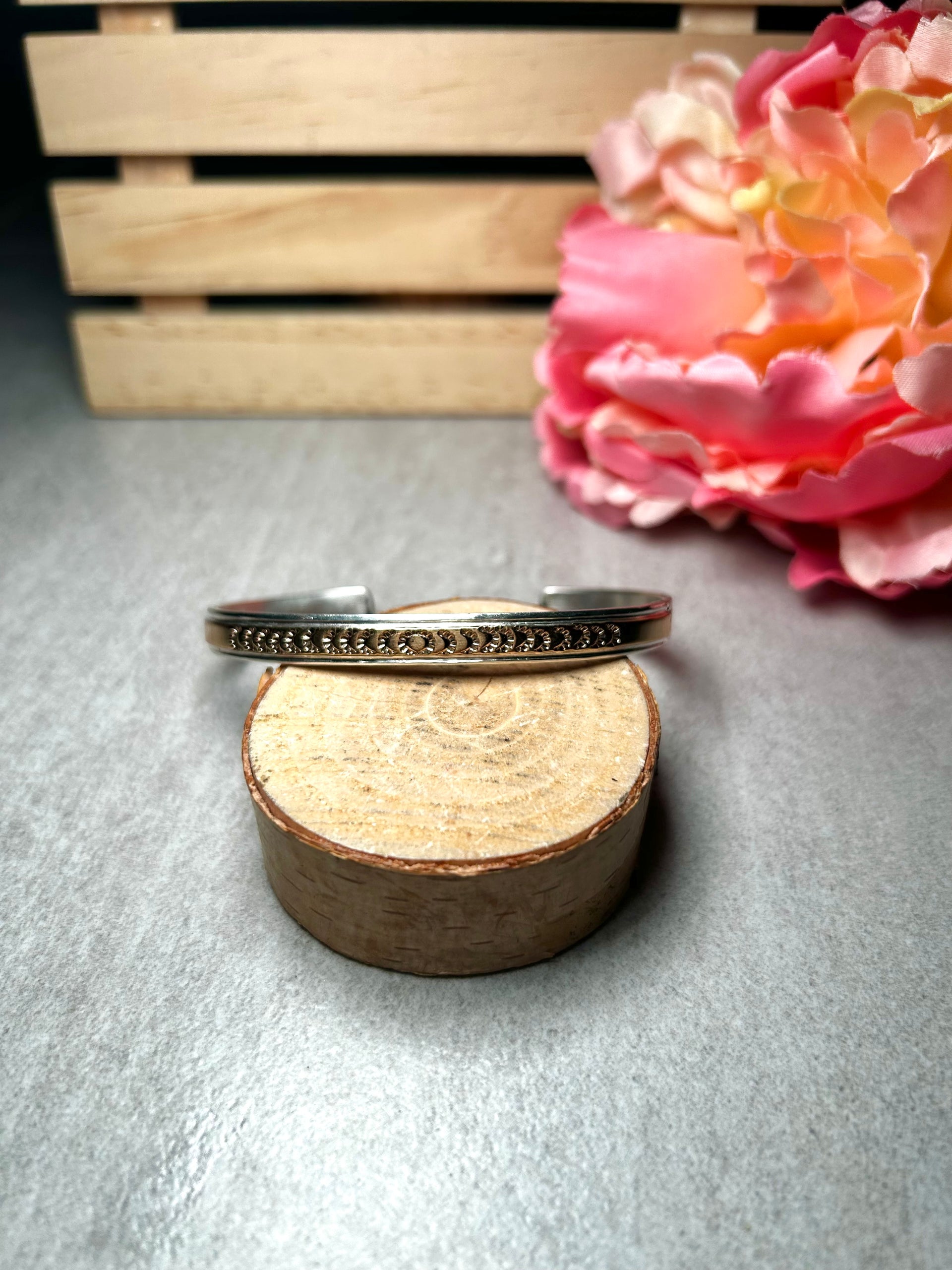 Navajo Made 14k Gold & Sterling Silver Cuff Bracelet