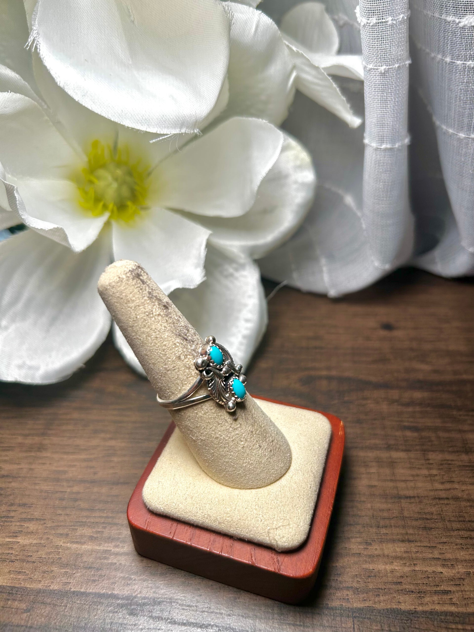 Navajo Made Kingman Turquoise & Sterling Silver Ring