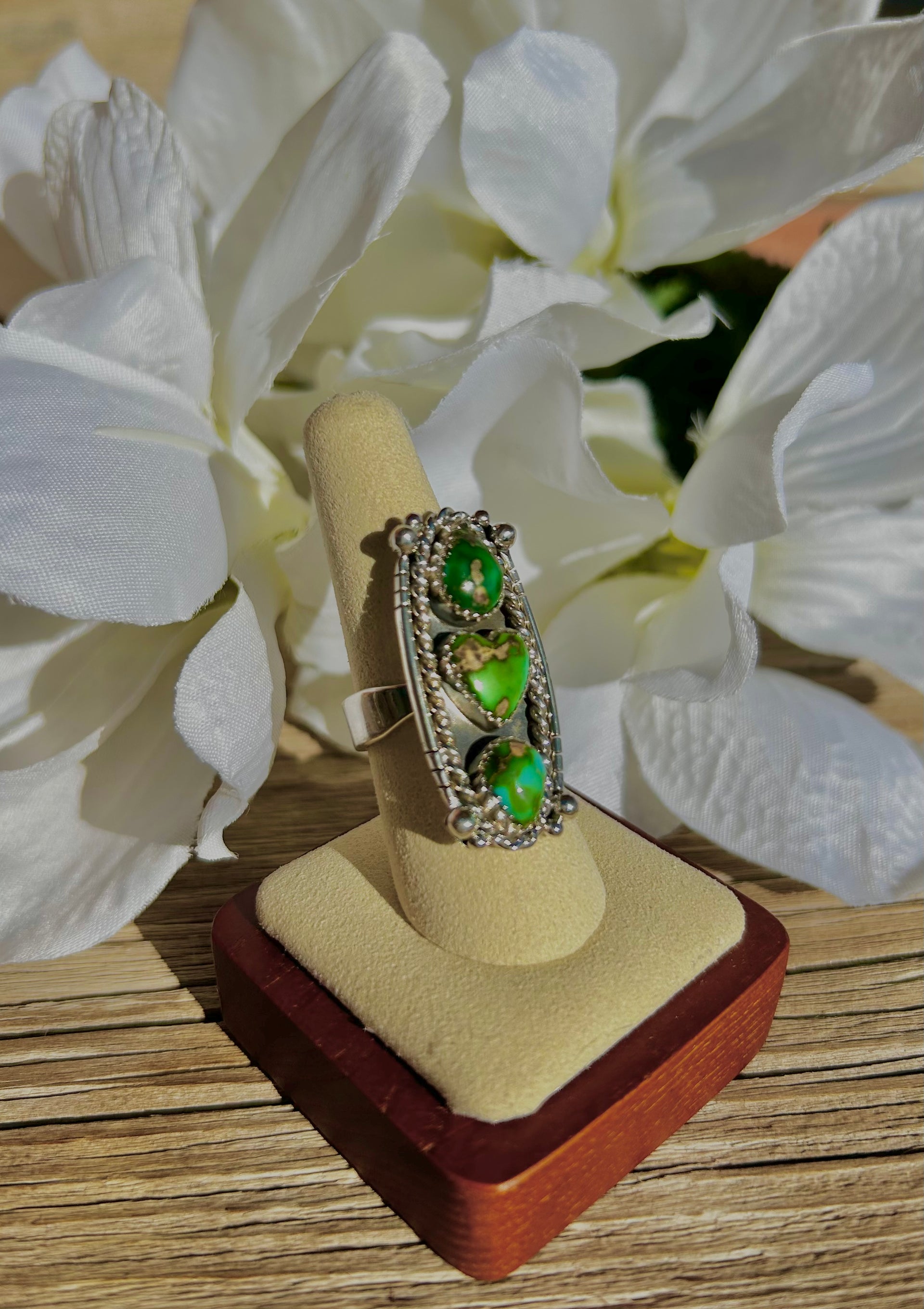 Southwest Sonoran Mountain Turquoise & Sterling Silver Ring Size 8.75