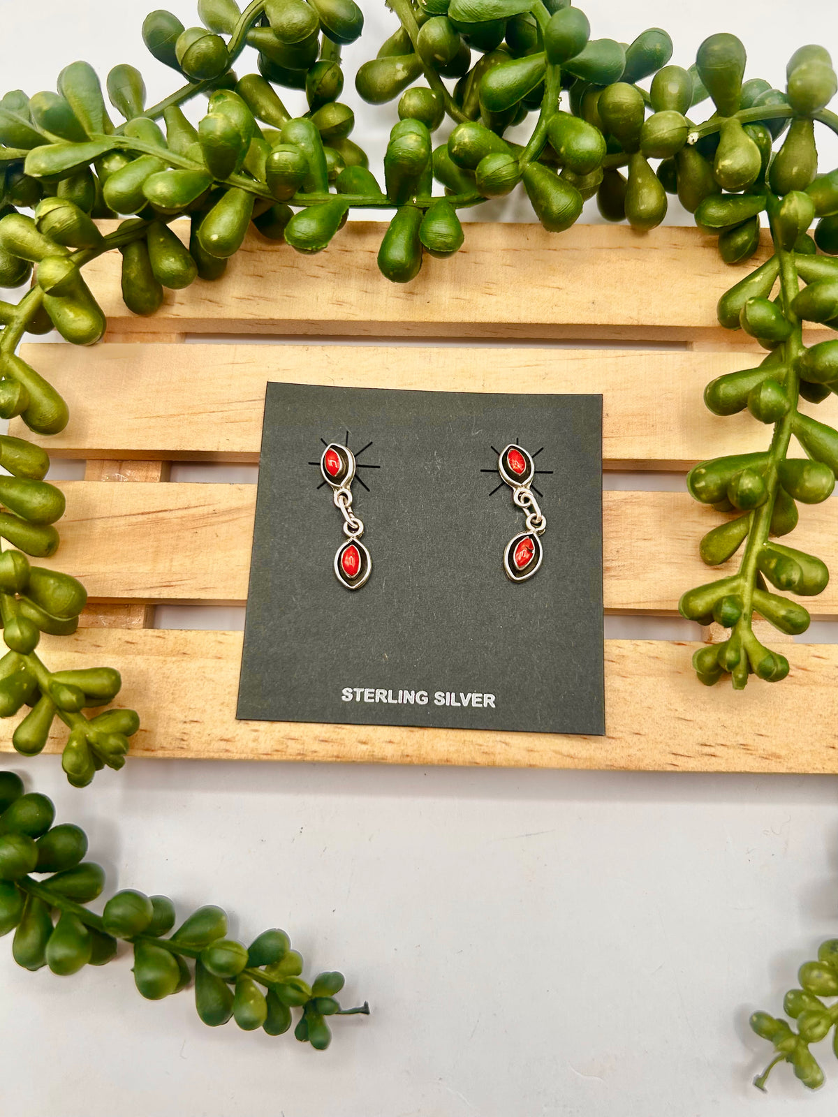 Navajo Made Spiny Oyster & Sterling Silver Post Earrings