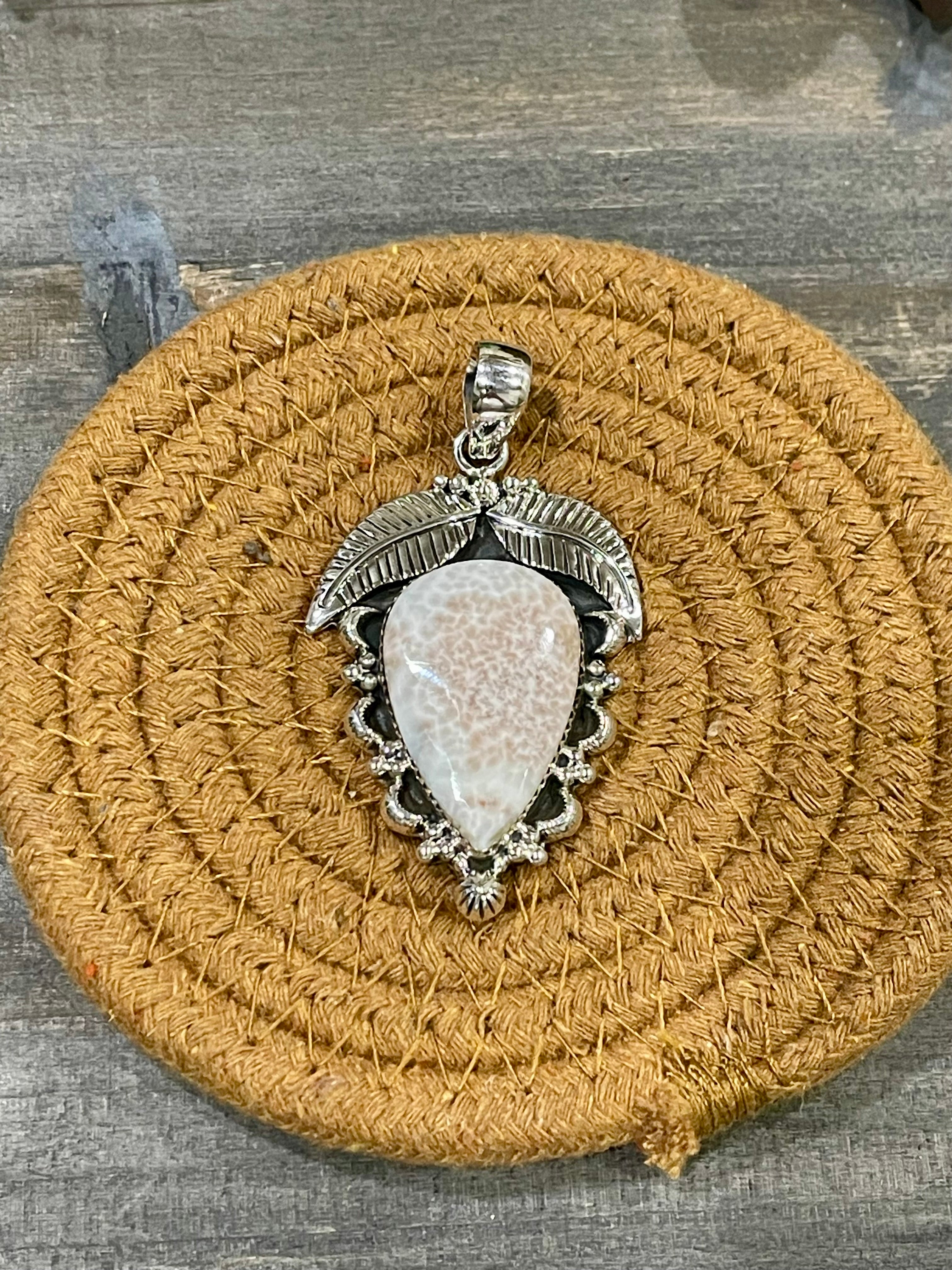 Southwest Handmade Pink Larimar & Sterling Silver Pendant